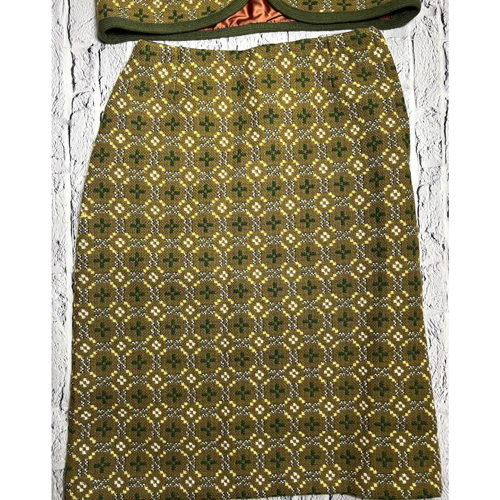 Vintage VINTAGE Welsh Gwydir Garments Pure New Wool/Suede 2pc Skirt Vest Top 34 Small Size XXS / US 00 / IT 34 - 3 Thumbnail