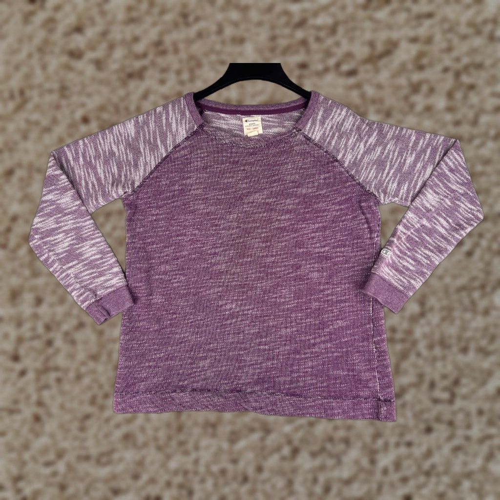 Champion Champion Sweater Womens Large Purple Woven Stretch Raglan Style Cotton Blend Shirt Pullover Crew Neck Casual Womens L Purple All Seasons Breathable Size L / US 10 / IT 46 - 1 Thumbnail