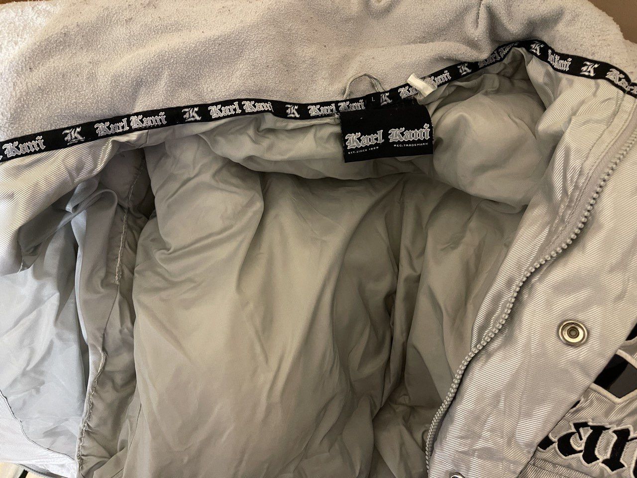 Karl Kani KARL KANI jacket, silver, shiny gray, metallic 90s hip-hop L Size US L / EU 52-54 / 3 - 7 Thumbnail