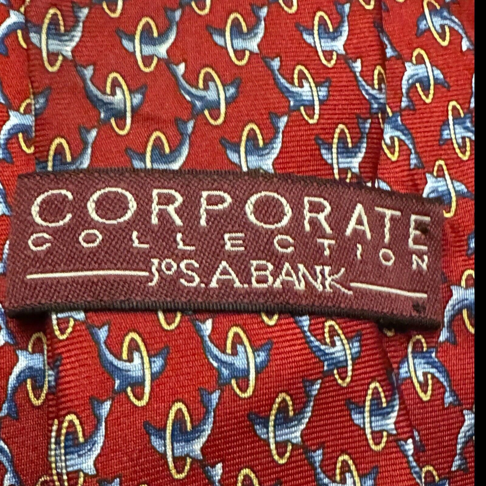 Designer JOS A BANK Silk Tie CORPORATE COLLECTION Dolphins Size ONE SIZE - 3 Thumbnail