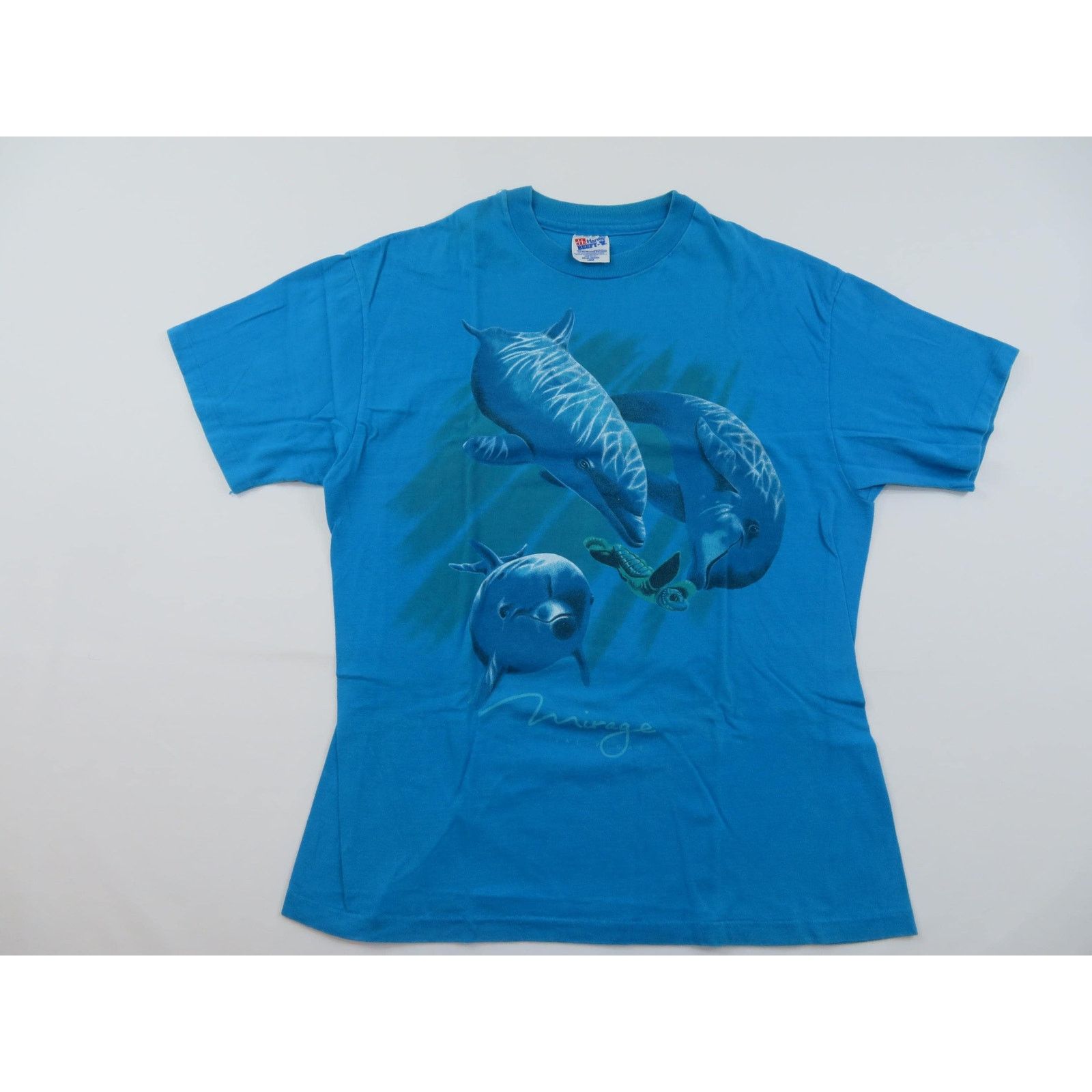 Hanes Dolphin & Turtle Graphic Blue T-Shirt Sz L 1990s Size US L / EU 52-54 / 3 - 1 Thumbnail