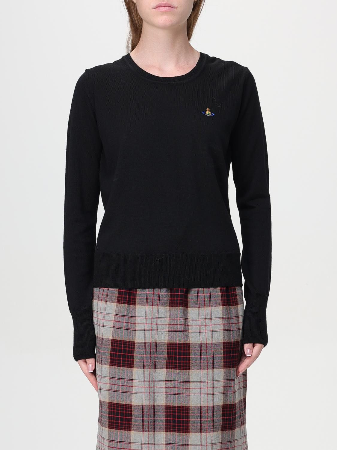 Vivienne Westwood o1s22i1n0924 Embroidered Logo Pullover Sweater in Black Size S / US 4 / IT 40 - 1 Thumbnail