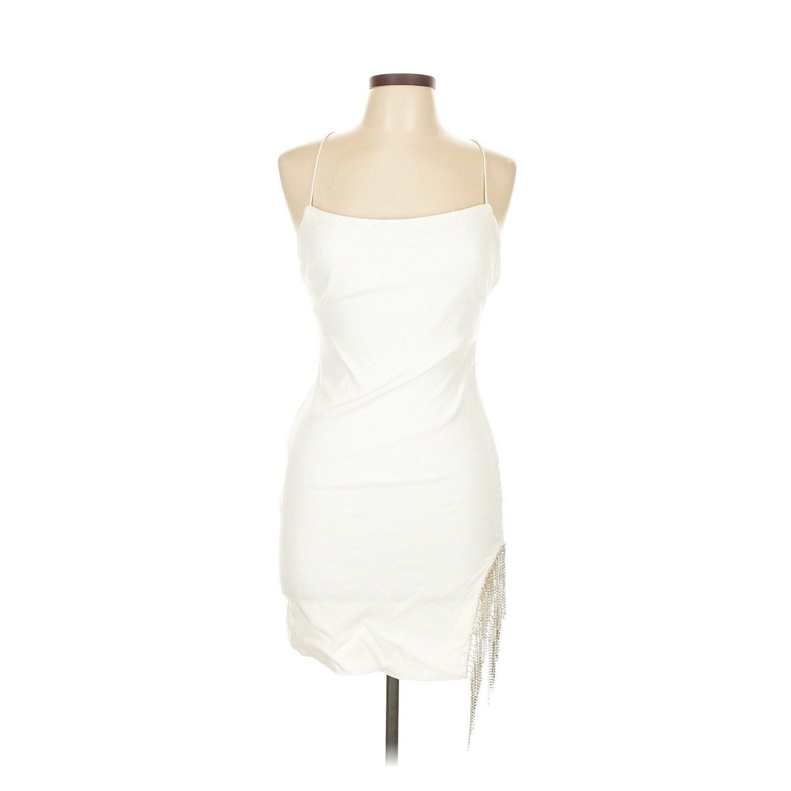 Designer fashion nova mini borrowed heart Rhinestone Fringe Mini L Size L / US 10 / IT 46 - 1 Thumbnail
