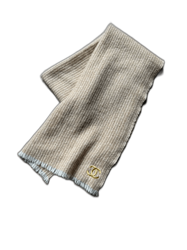 Chanel Chanel Cashmere Scarf with Gold Logo Size ONE SIZE - 1 Thumbnail