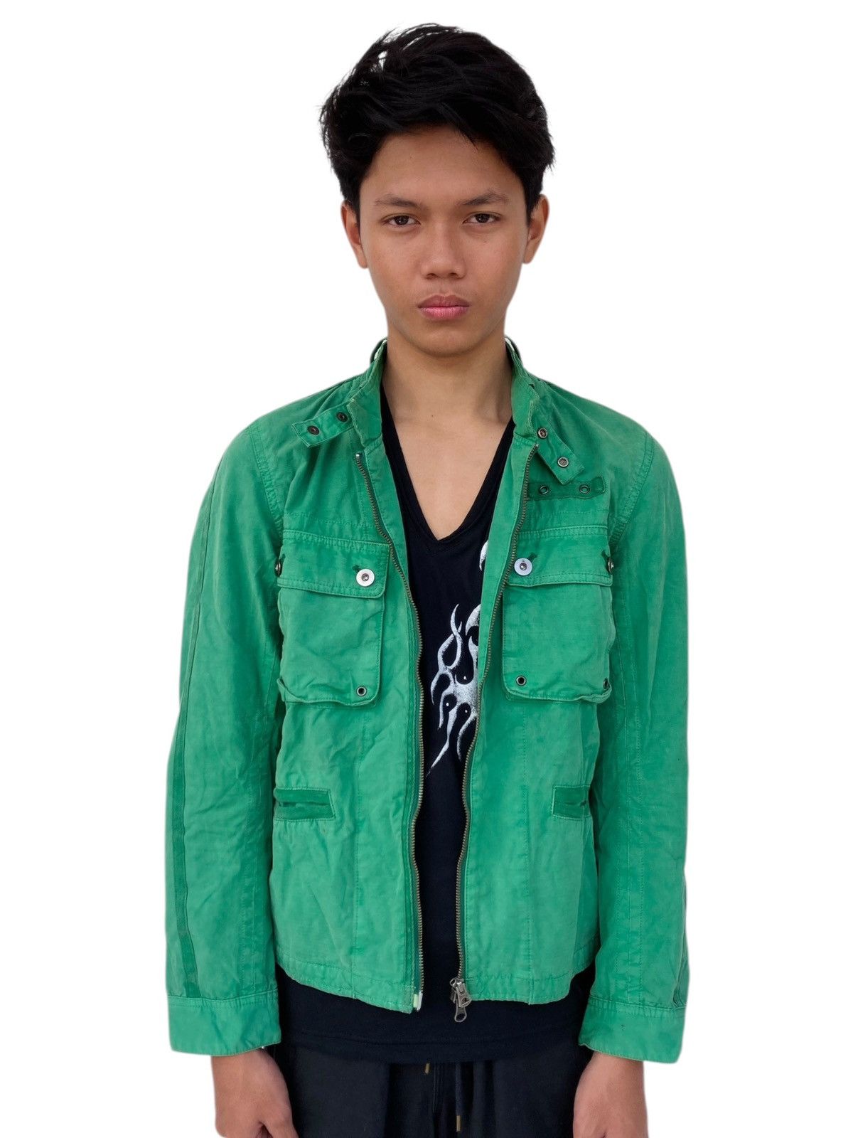Beams Plus 2000s Beams - Green Biker Jacket Size US M / EU 48-50 / 2 - 4 Thumbnail