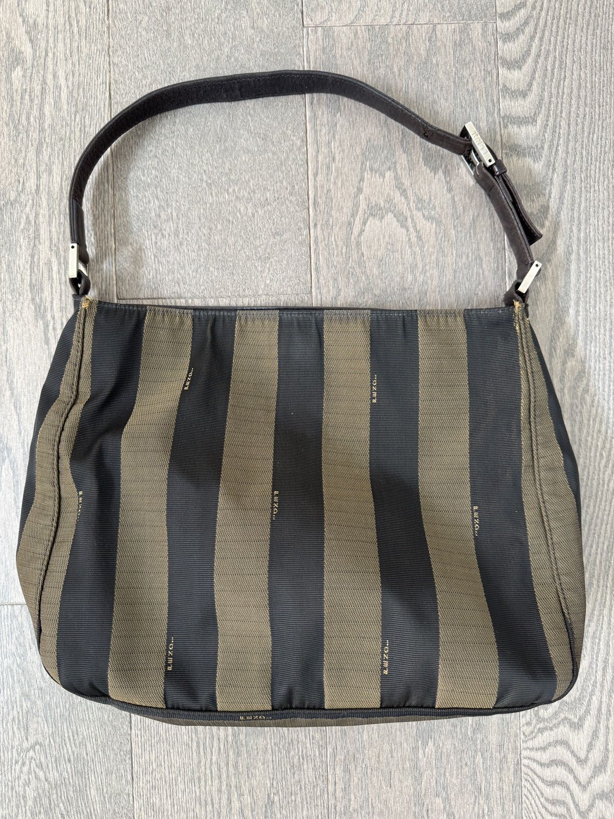 Fendi FENDI Vintage Leather Canvas Shoulder Bag Vertical Stripe Size ONE SIZE - 1 Thumbnail