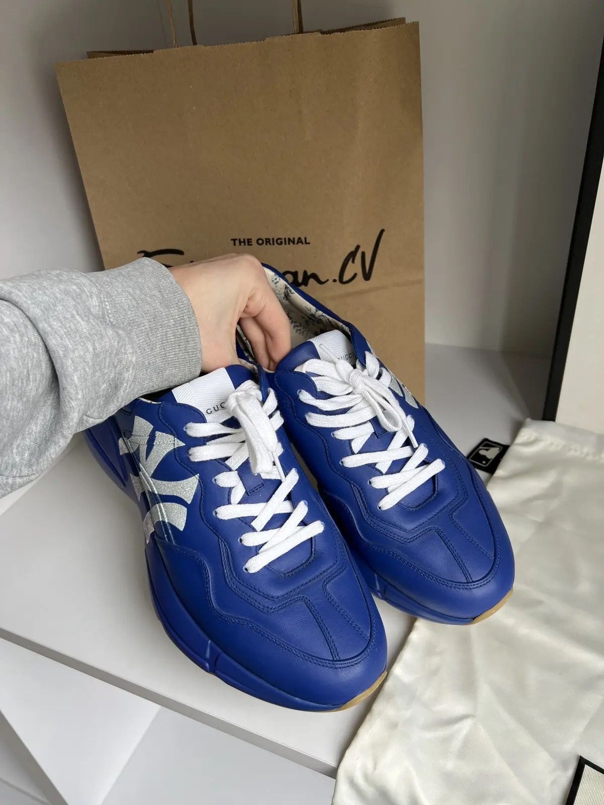 Gucci Vintage Gucci Men’s Rhyton Sneakers with NY Yankees Print Size US 9.5 / EU 42-43 - 12 Thumbnail