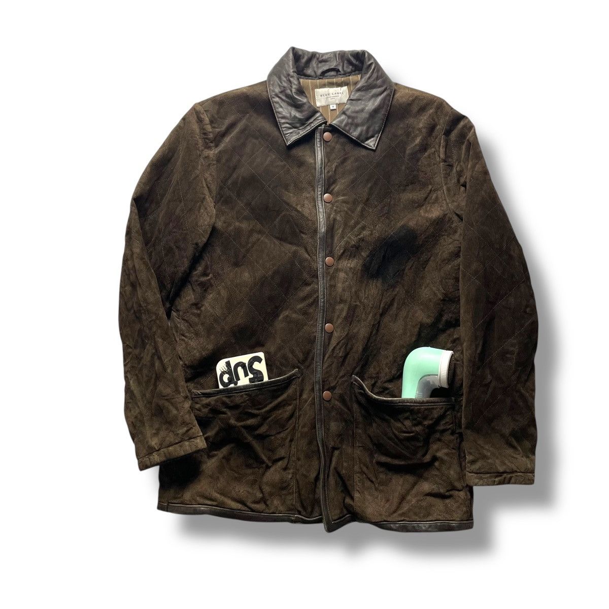 United Arrows 🇯🇵 UNITED ARROWS BUTTON UP CORDUROY + LEATHER JACKET Size US M / EU 48-50 / 2 - 1 Thumbnail
