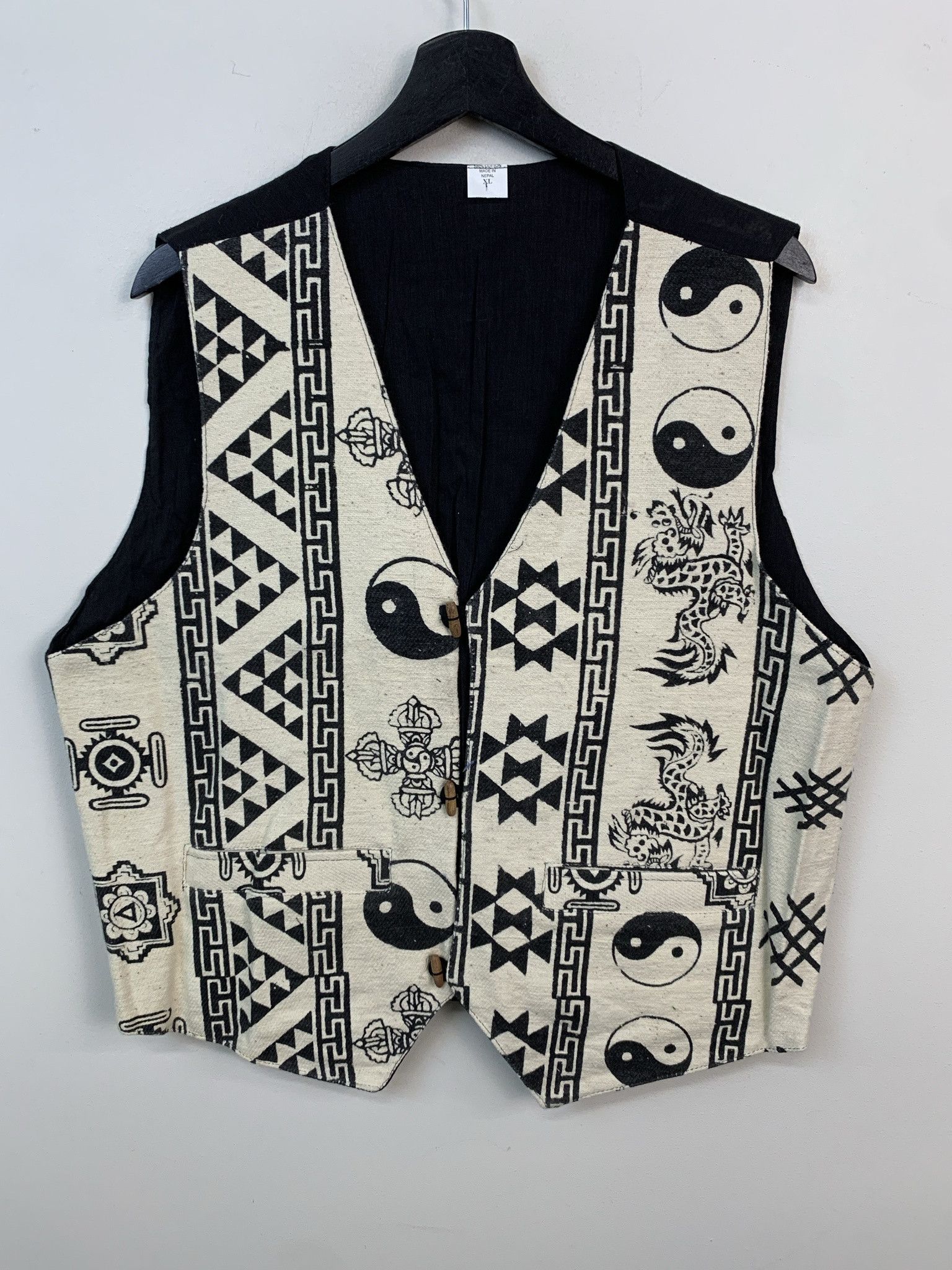 Other Vintage Hand Made Nepalese 1980s Yin Yang Dragon Taoist Sigil Vest Size M Size US M / EU 48-50 / 2 - 1 Thumbnail
