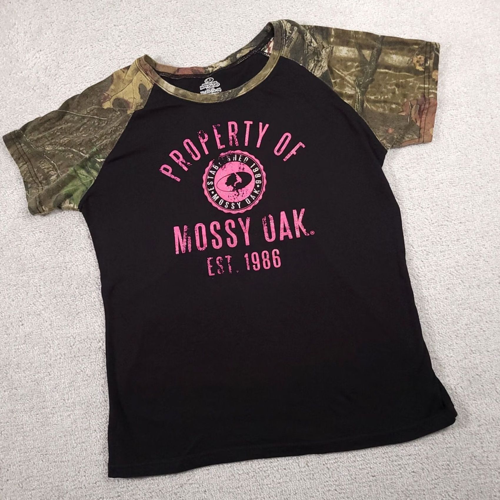 Vintage Mossy Oak Shirt Women's XL 16-18 Black Camouflage Hunting Short Sleeve Graphic T-Shirt Size XL / US 12-14 / IT 48-50 - 2 Thumbnail