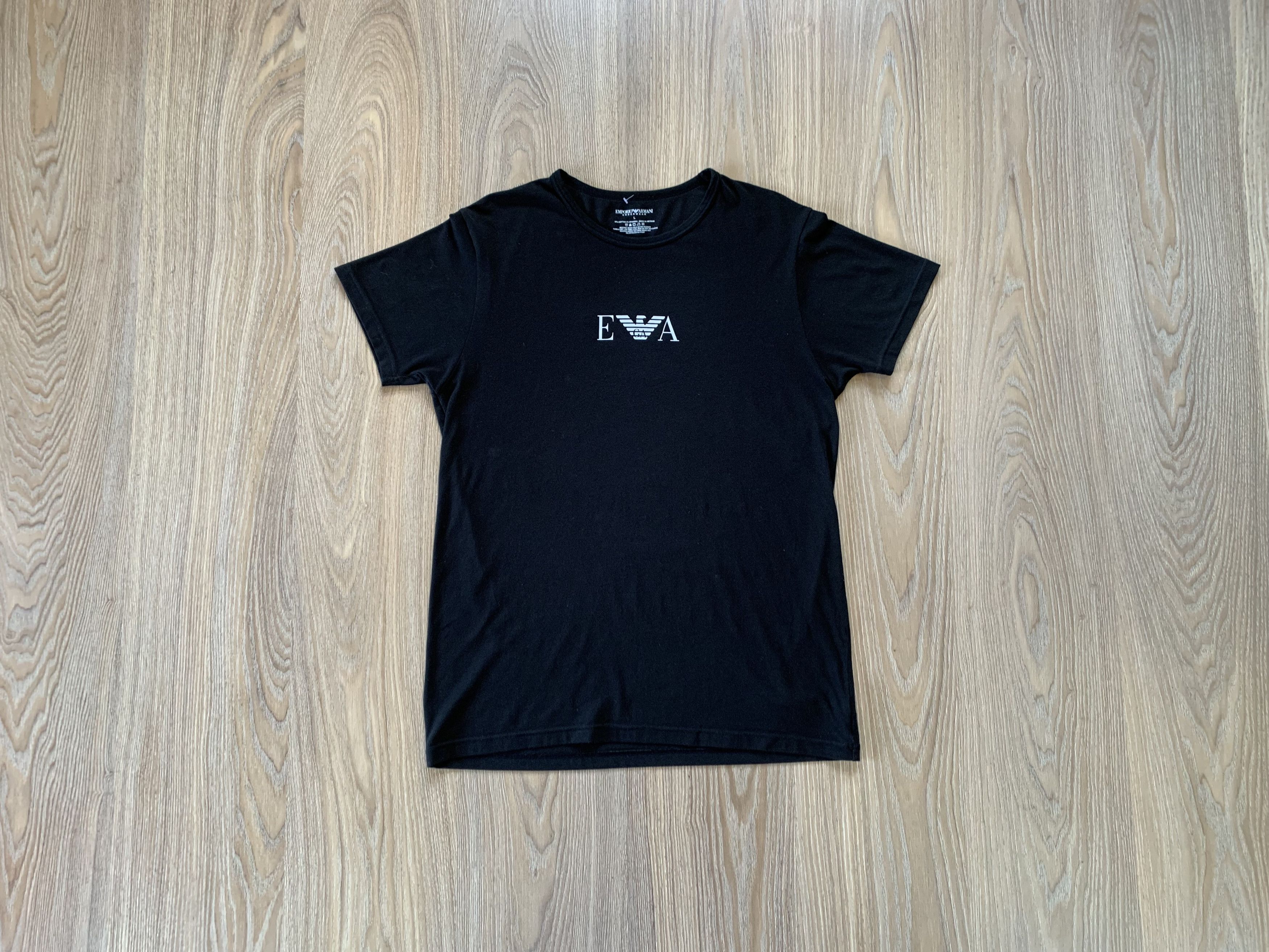 Emporio Armani × Giorgio Armani Emporio Armani Center Logo Black Cotton T Shirt Size US L / EU 52-54 / 3 - 1 Thumbnail