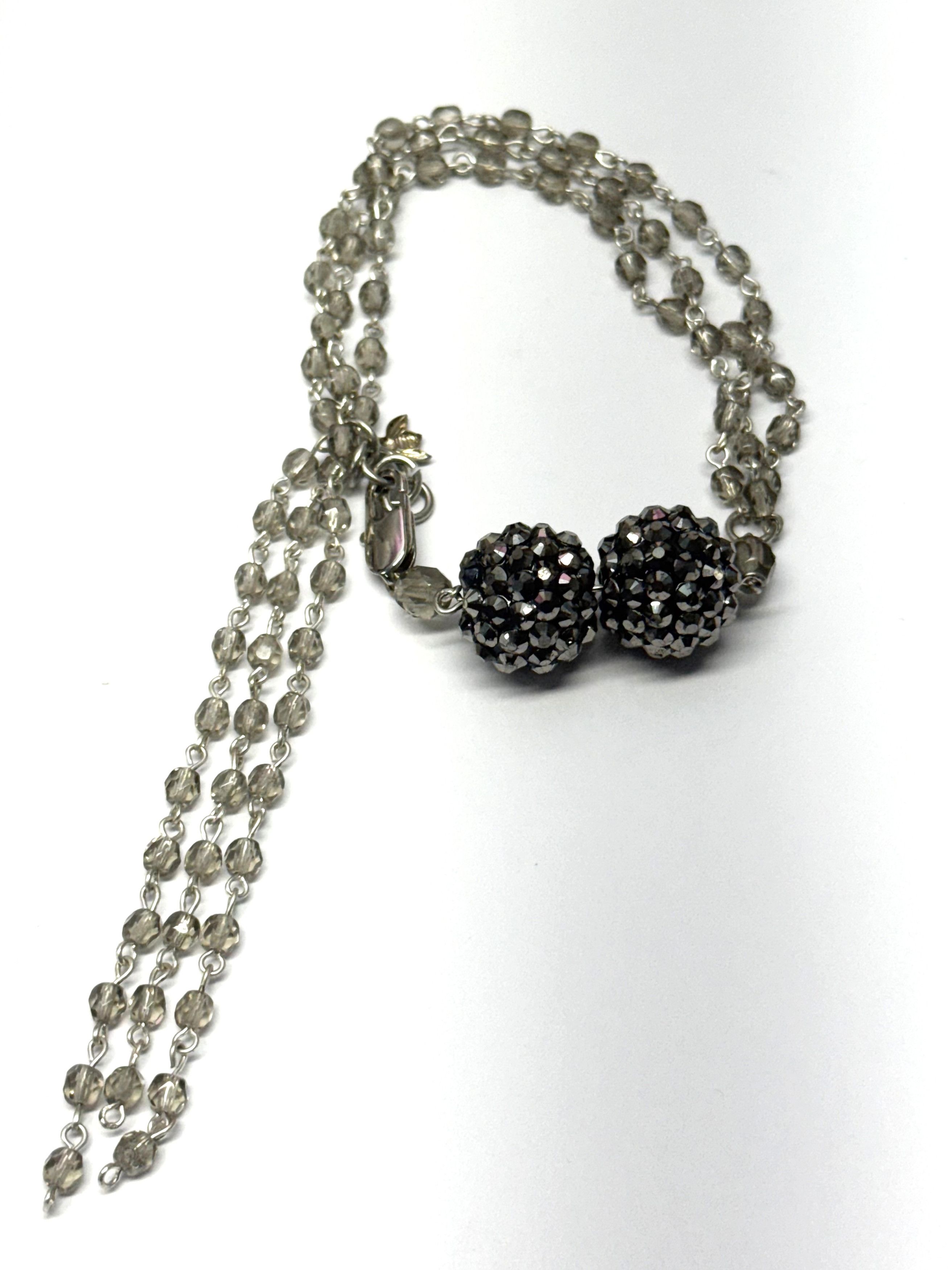 Vintage Vintage gray crystal beaded tassel rhinestone bracelet Size ONE SIZE - 2 Thumbnail