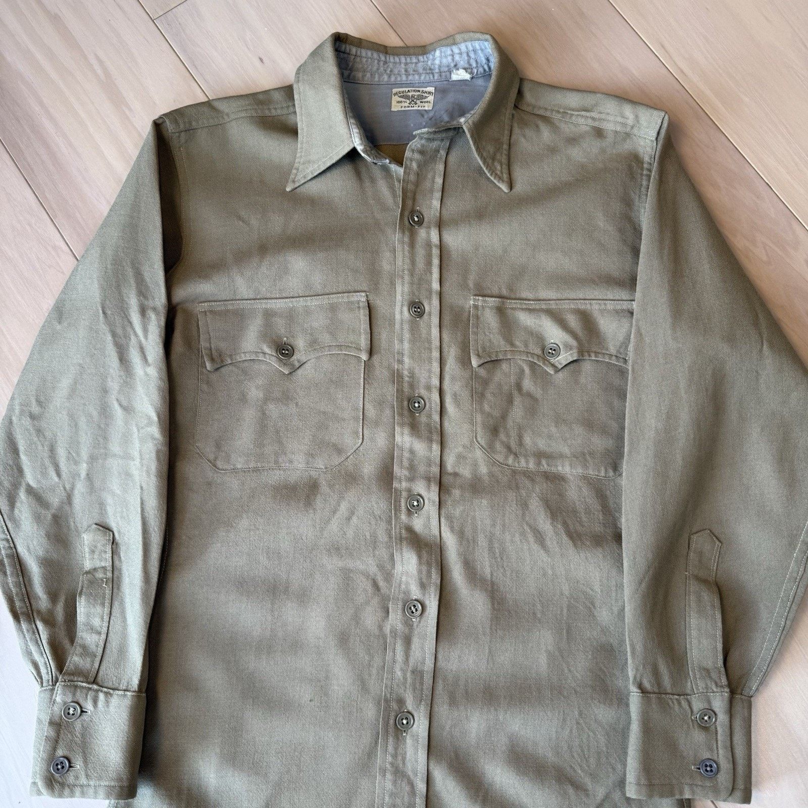 Vintage Vintage Regulation Military Wool Shirt M Khaki 60s Button Up Size US M / EU 48-50 / 2 - 4 Thumbnail