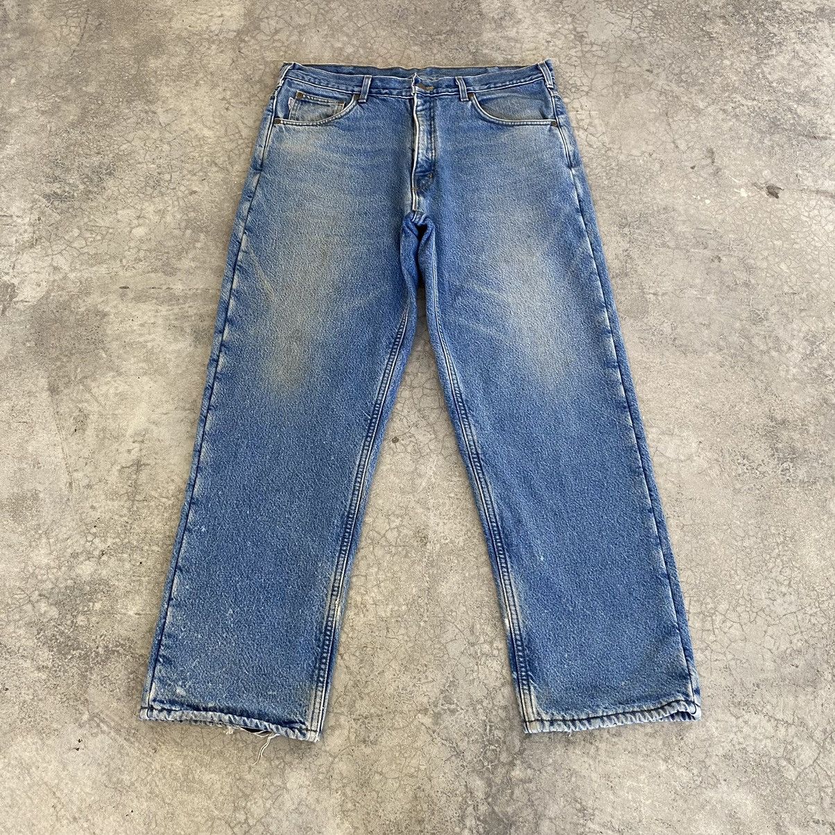 Carhartt VTG Carhartt Blanket Lined Relaxed Fit Faded Blue Jeans Size US 36 / EU 52 - 3 Thumbnail