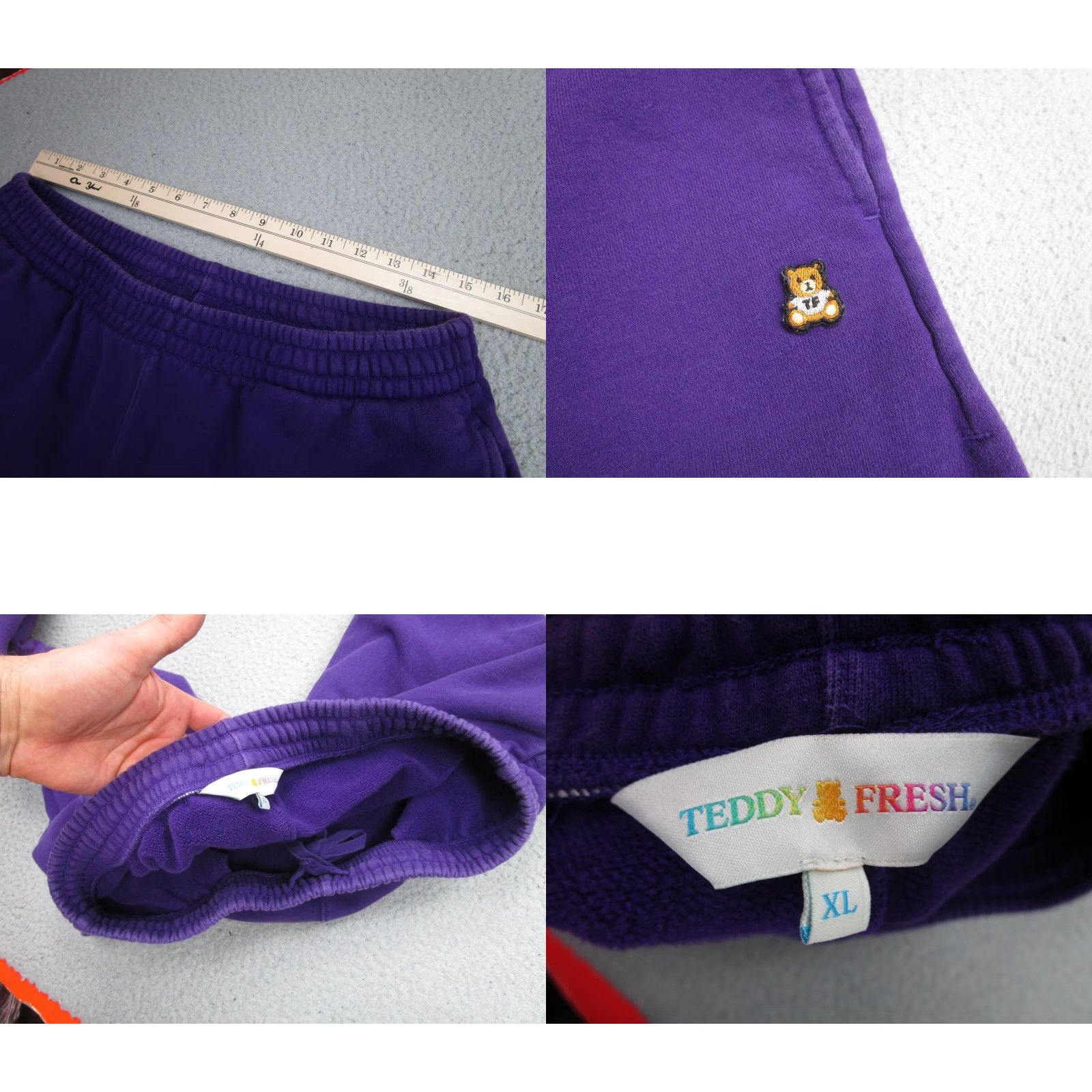 Teddy Fresh Teddy Fresh Sweatpants Mens XL Purple Fleece Pockets Drawstring Elastic Waist Size US 36 / EU 52 - 8 Thumbnail