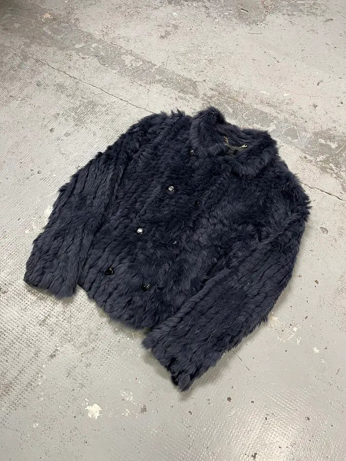 Marc Jacobs 2010s Marc Jacobs Navy Rabbit Fur Officer Jacket Size M / US 6-8 / IT 42-44 - 4 Thumbnail