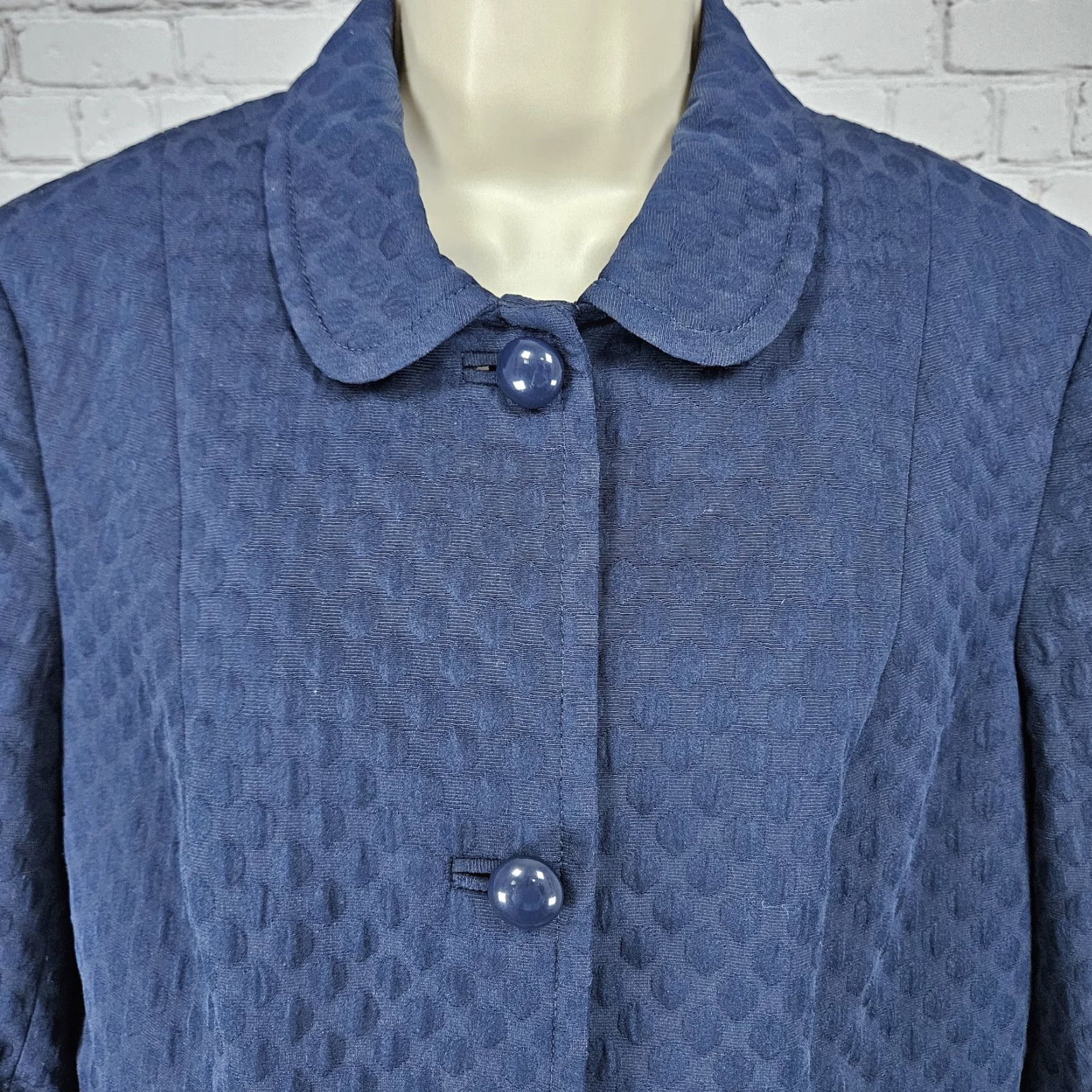 Talbots Talbots Jacket Women Short 3/4 Sleeve Lined Collared Buttoned Cropped Navy Blue 14 Classic Preppy Size XL / US 12-14 / IT 48-50 - 7 Thumbnail