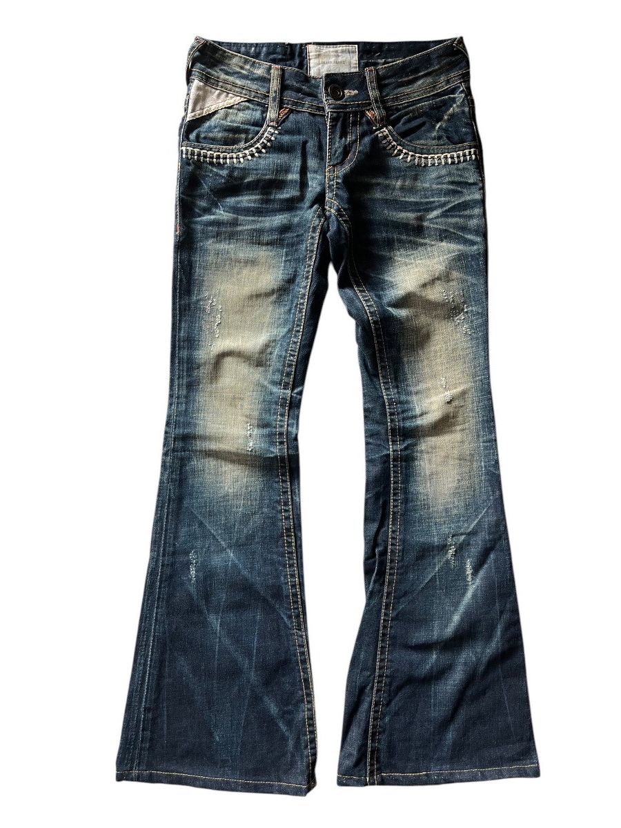 00s L.G.B. mud coated flare denim pants 