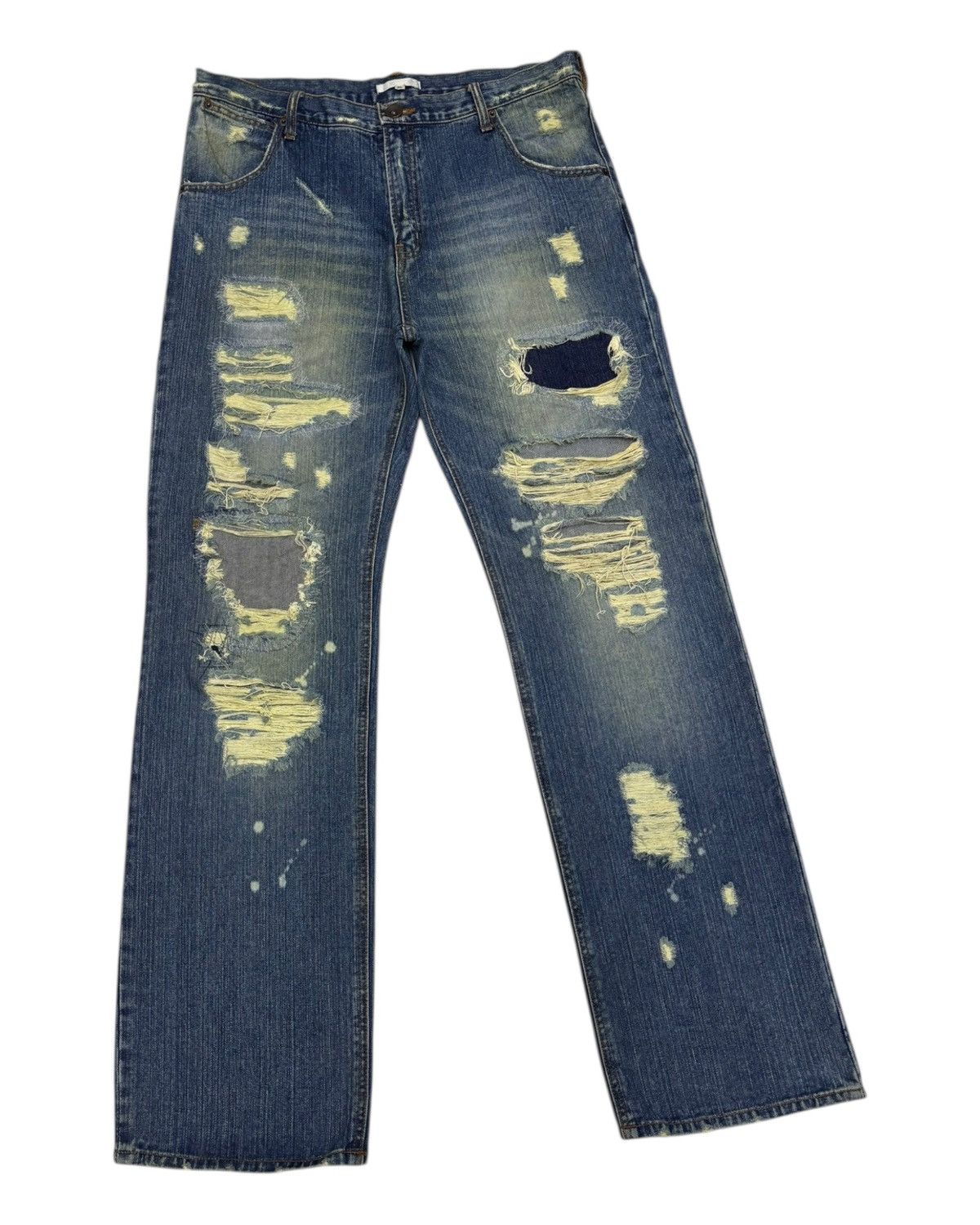 Helmut Lang RARE🔥EXHIBITIONIST PATCHWORK DISTRESSED DENIM JEANS Size US 34 / EU 50 - 5 Thumbnail