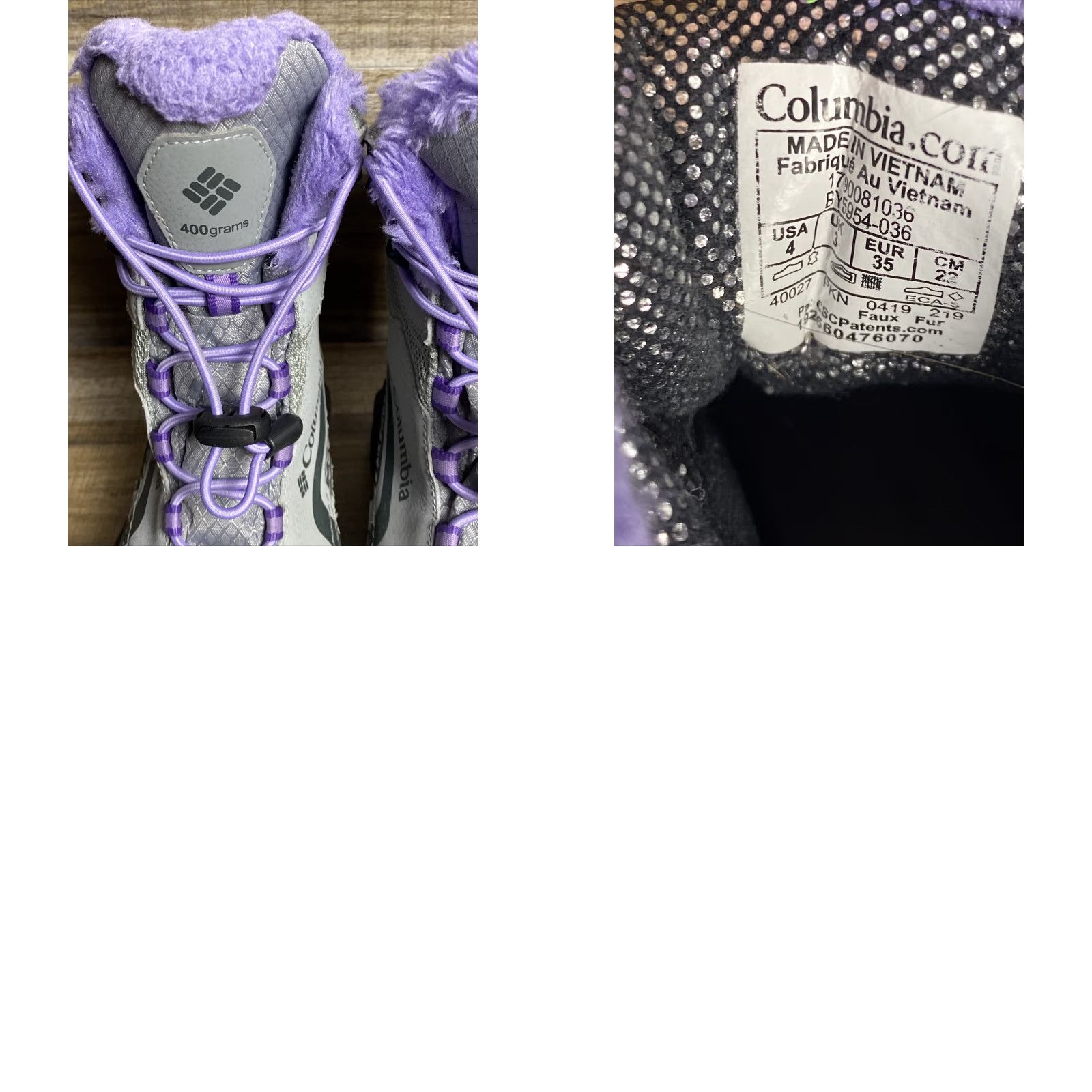 Vintage Columbia Snow Boot Womens 4 Gray Purple Waterproof Mid-Calf Omni-Heat 400 Grams Winter Sz 4 Womens Size US 4 / IT 34 - 8 Thumbnail