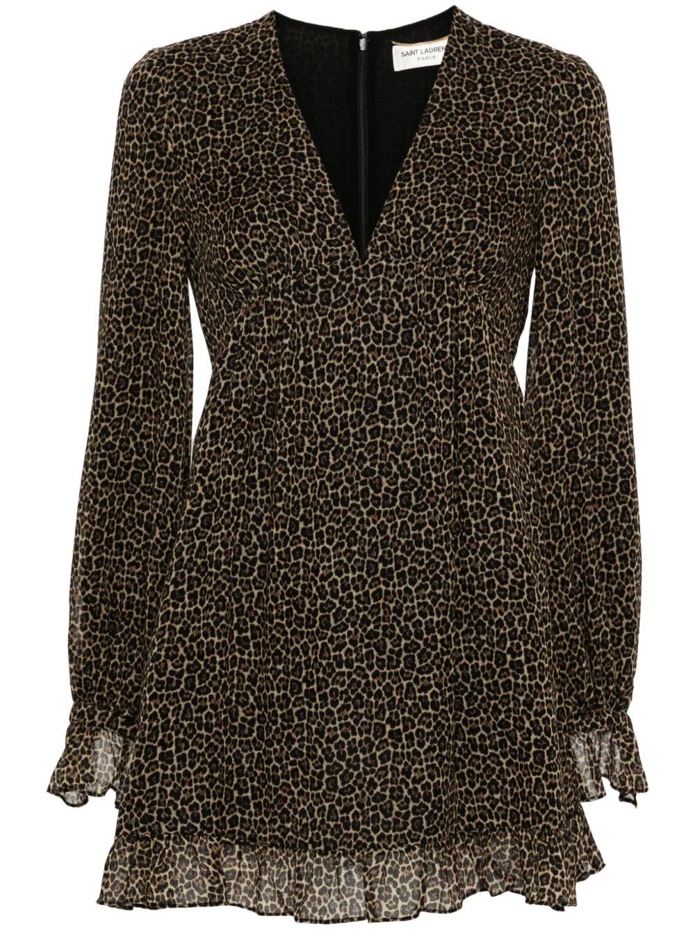 Saint Laurent Paris o1y0126 Mini Dress in Brown/Beige Size M / US 6-8 / IT 42-44 - 1 Thumbnail
