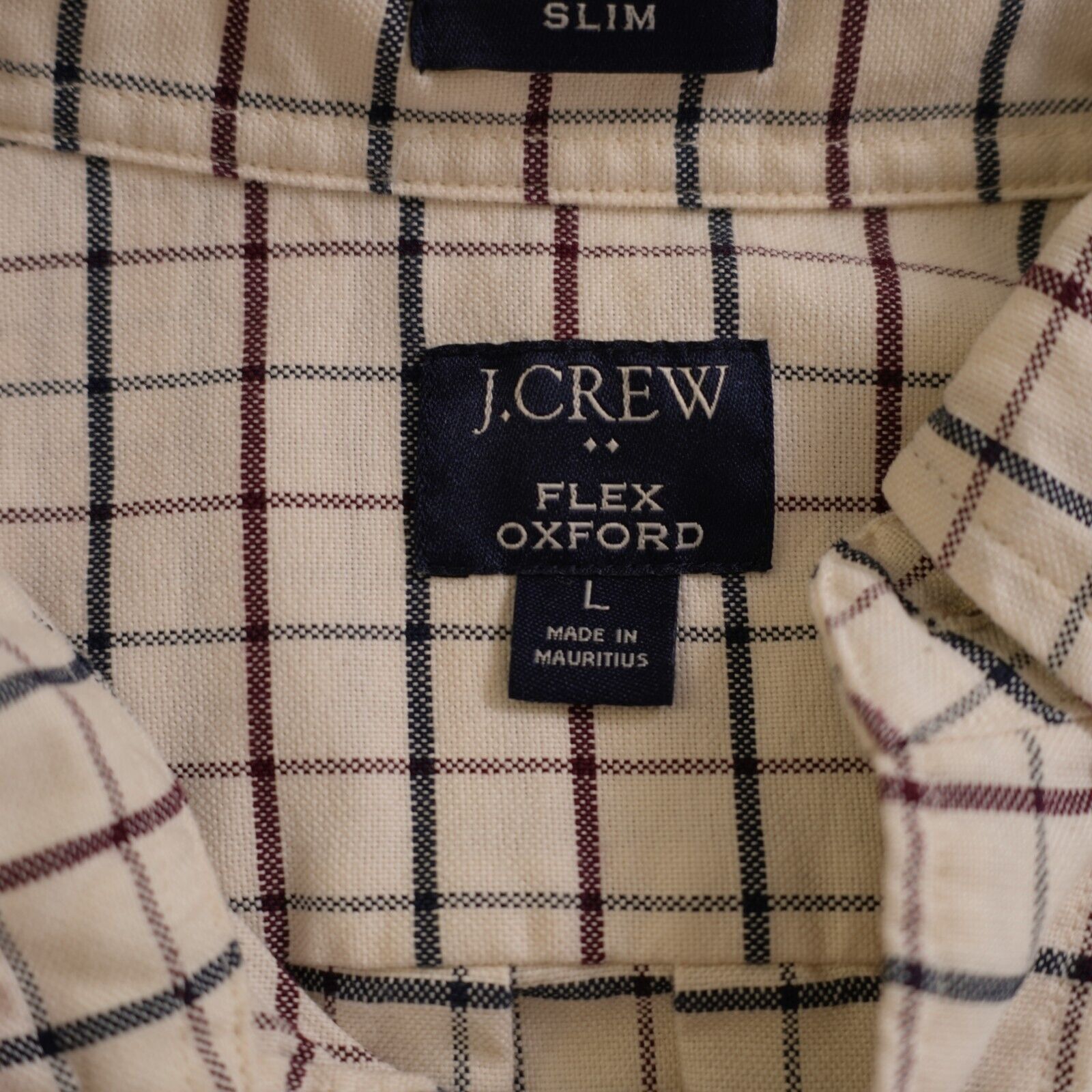 J.Crew J. Crew Flex Oxford Flannel Cotton Slim Cream Blue Red Check Size US L / EU 52-54 / 3 - 8 Thumbnail