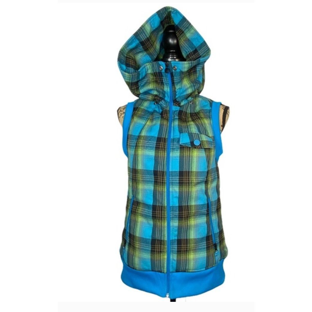 Burton Burton Dryride Vest Women’s S Blue Green Plaid Zip Up Hoodie Size S / US 4 / IT 40 - 16 Thumbnail
