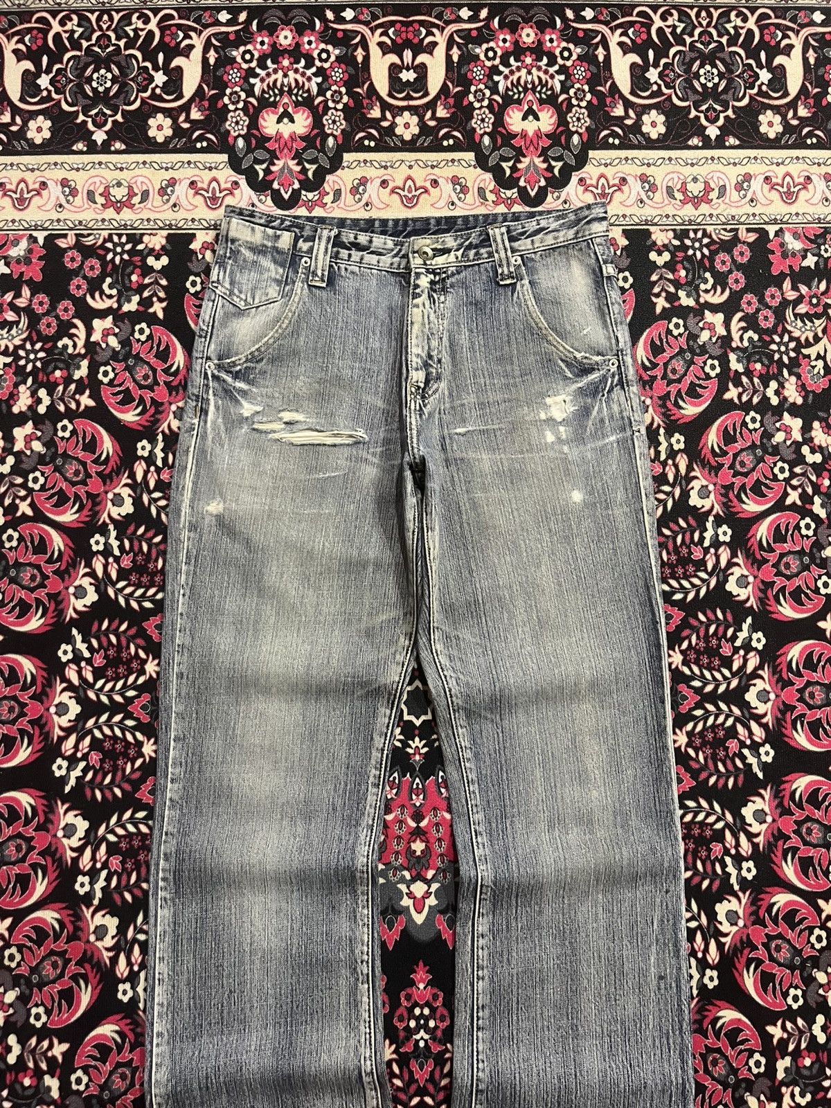 Japanese Brand × Tornado Mart × semanticdesign ⚡️Flare⚡️Vintage Semantic Design Ash Grey Distressed Jeans Size US 32 / EU 48 - 3 Thumbnail