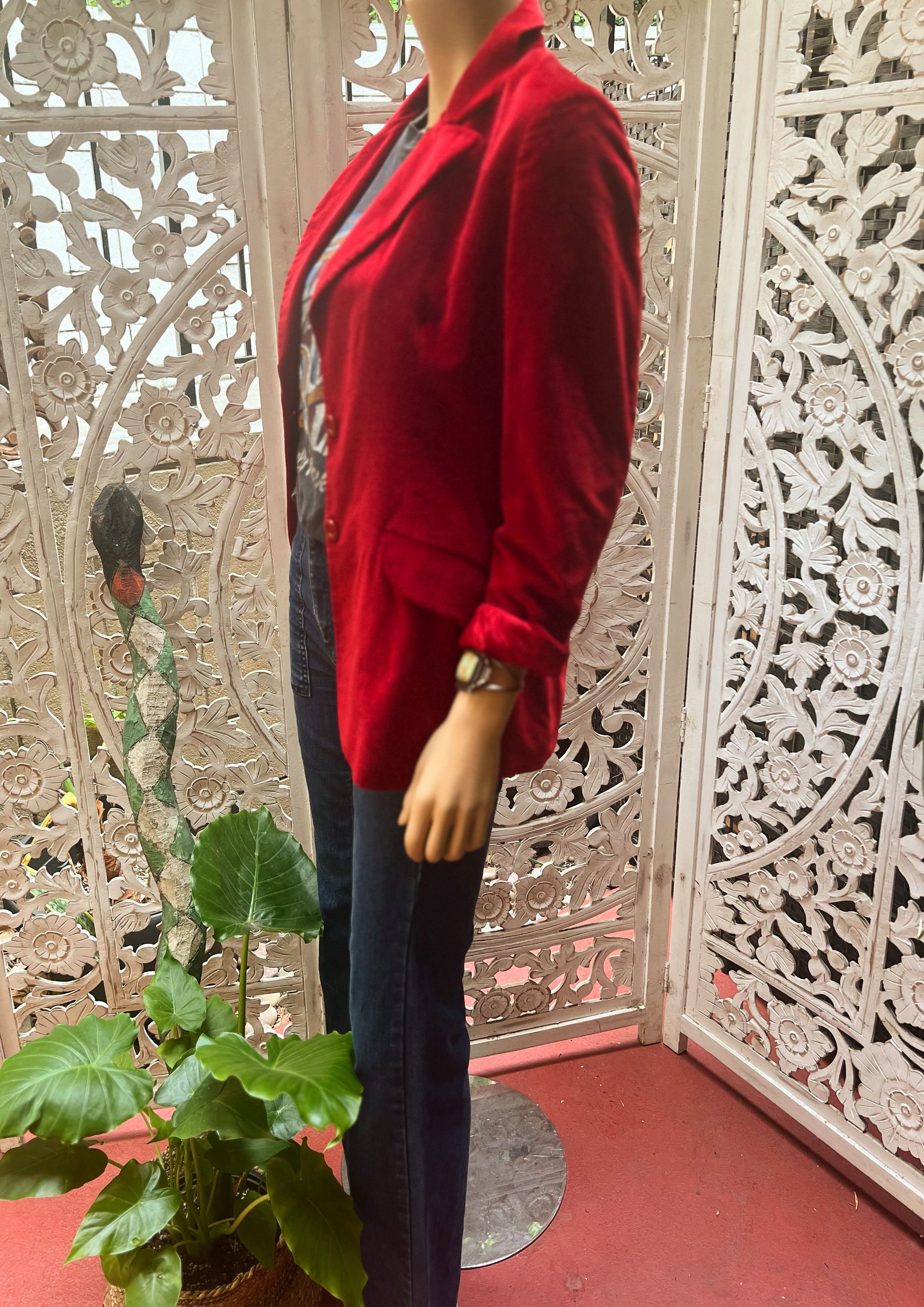 Vintage Vintage 1970s burgundy velvet blazer Size L / US 10 / IT 46 - 8 Thumbnail