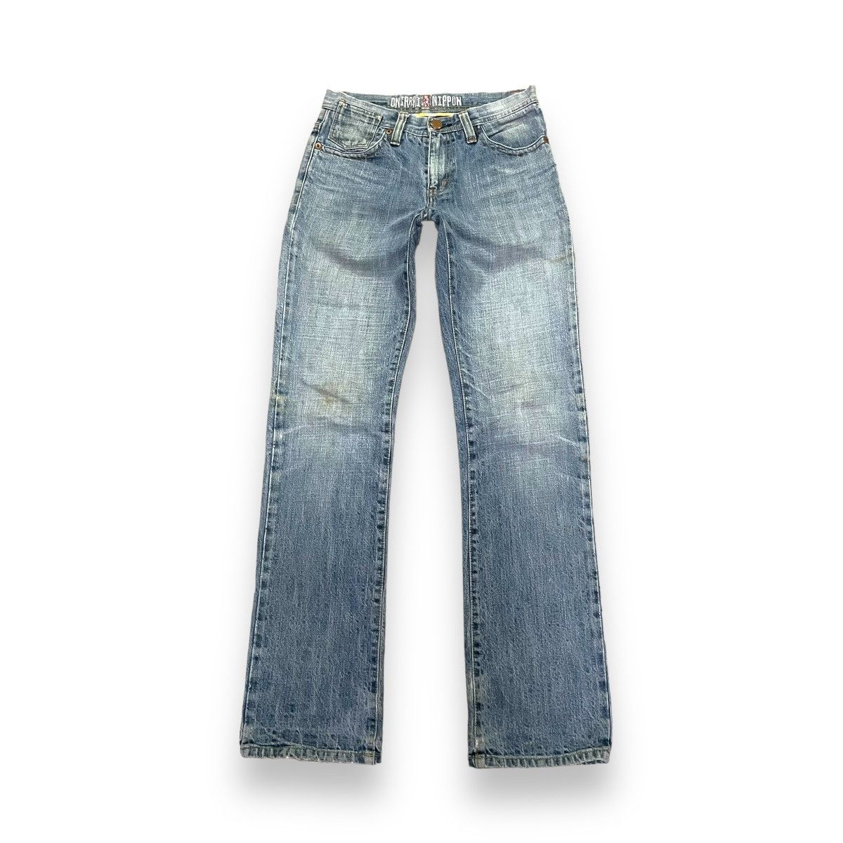 Samurai Jeans 🇯🇵 ONIARI NIPPON SUKAJAN EMBROIDERED DRAGON WASHED DENIM Size US 28 / EU 44 - 2 Thumbnail