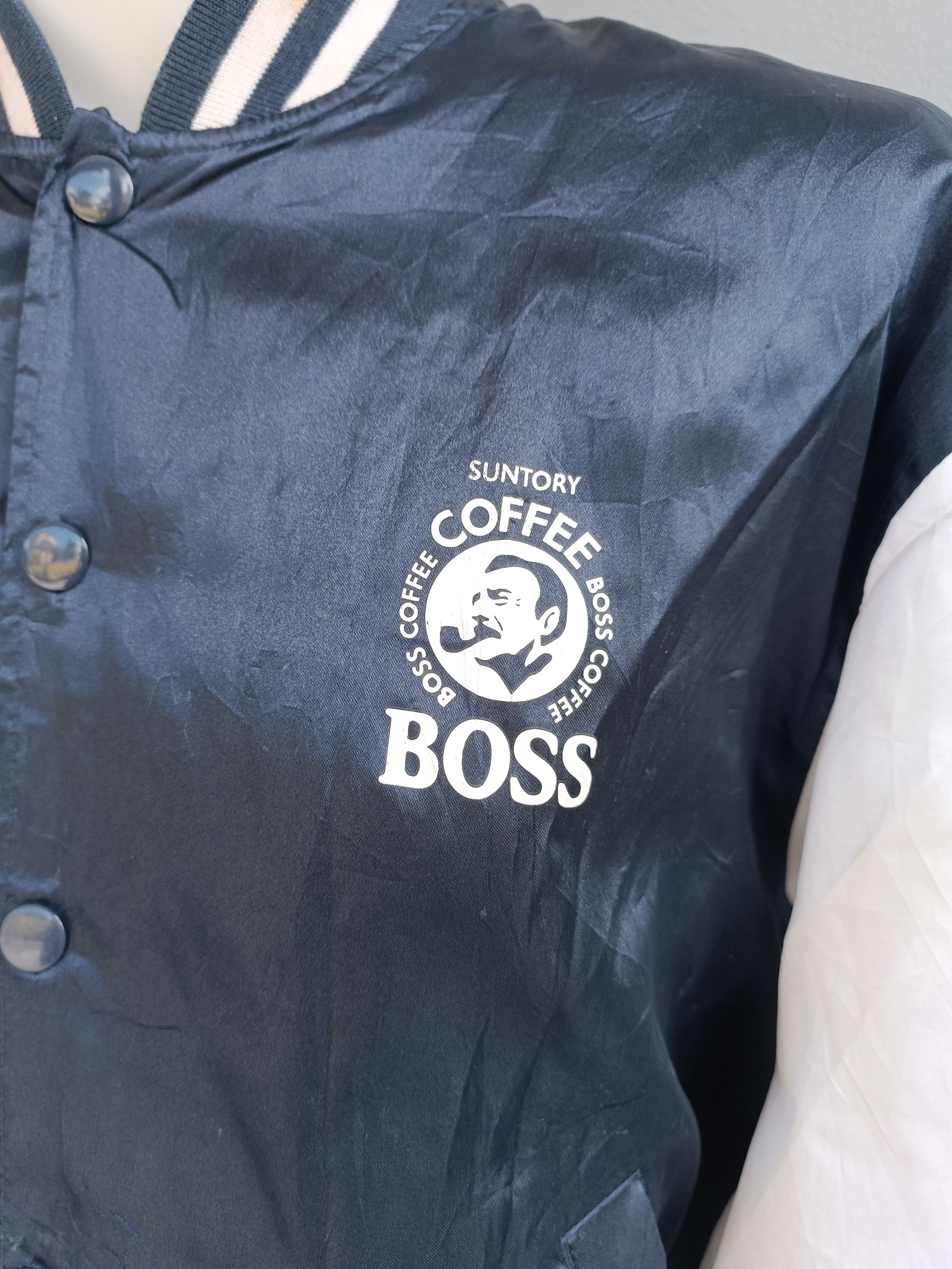 Japanese Brand VINTAGE 🔥 Big Logo Suntory Coffee Boss Satin Jacket SW01 Size US XL / EU 56 / 4 - 3 Thumbnail