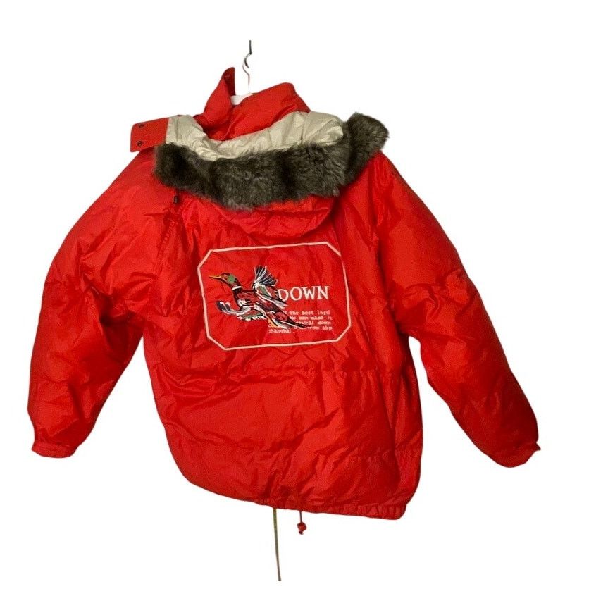 Vintage Vintage Brambilla France Red Down Coat Graphic Embroidery Size L / US 10 / IT 46 - 2 Thumbnail