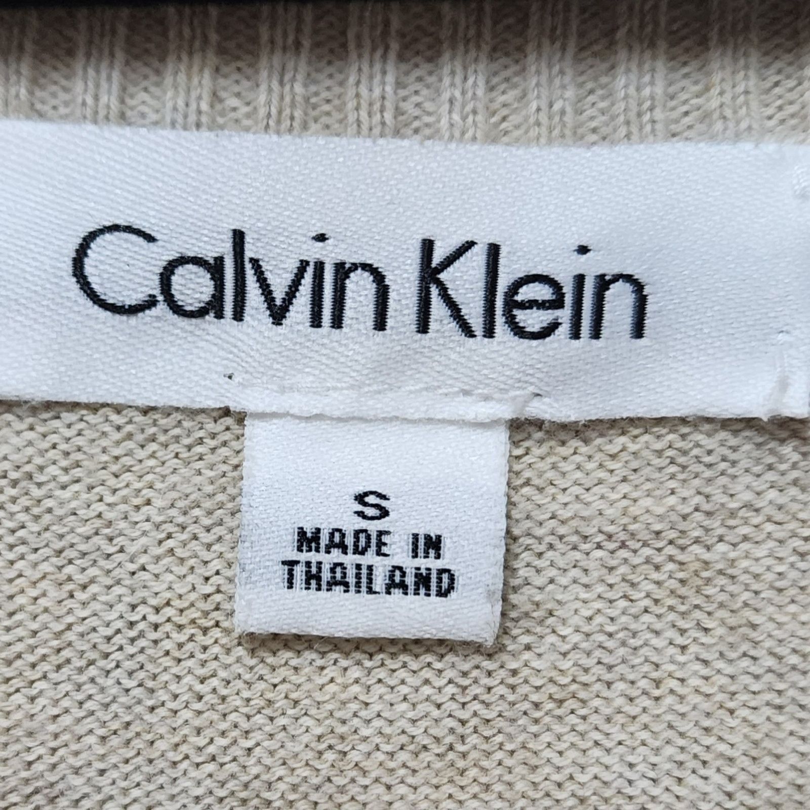 Calvin Klein Calvin Klein 100% cotton tan 3/4 sleeve knit dress sz Small Size S / US 4 / IT 40 - 6 Thumbnail