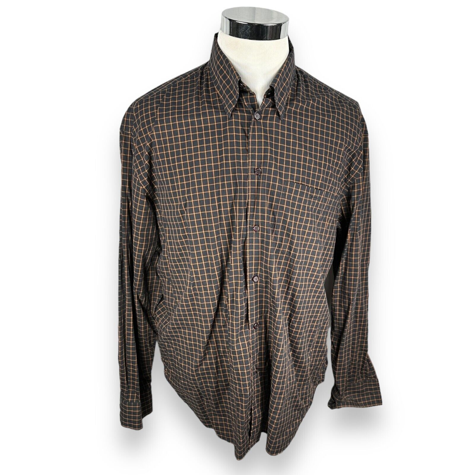 Artioli Artioli Shirt Men’s Large Black Brown Orange Check Cotton Size US L / EU 52-54 / 3 - 1 Thumbnail