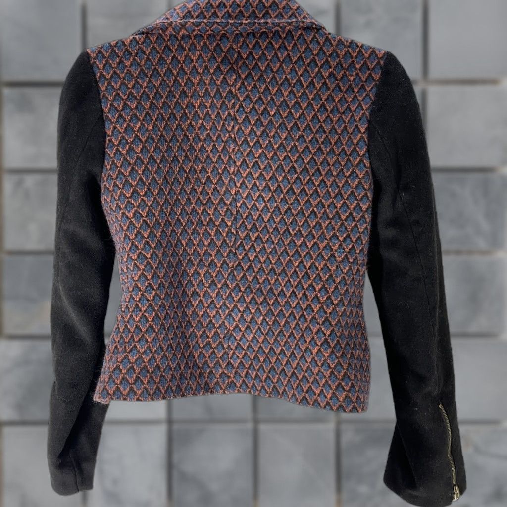 Vintage VINTAGE Evette K Jacket XS Blue Orange Black Wool Blend Blazer Avant Garde Art Deco Jacket Women XS Regular Size Short Sleeve Size XS / US 0-2 / IT 36-38 - 1 Thumbnail