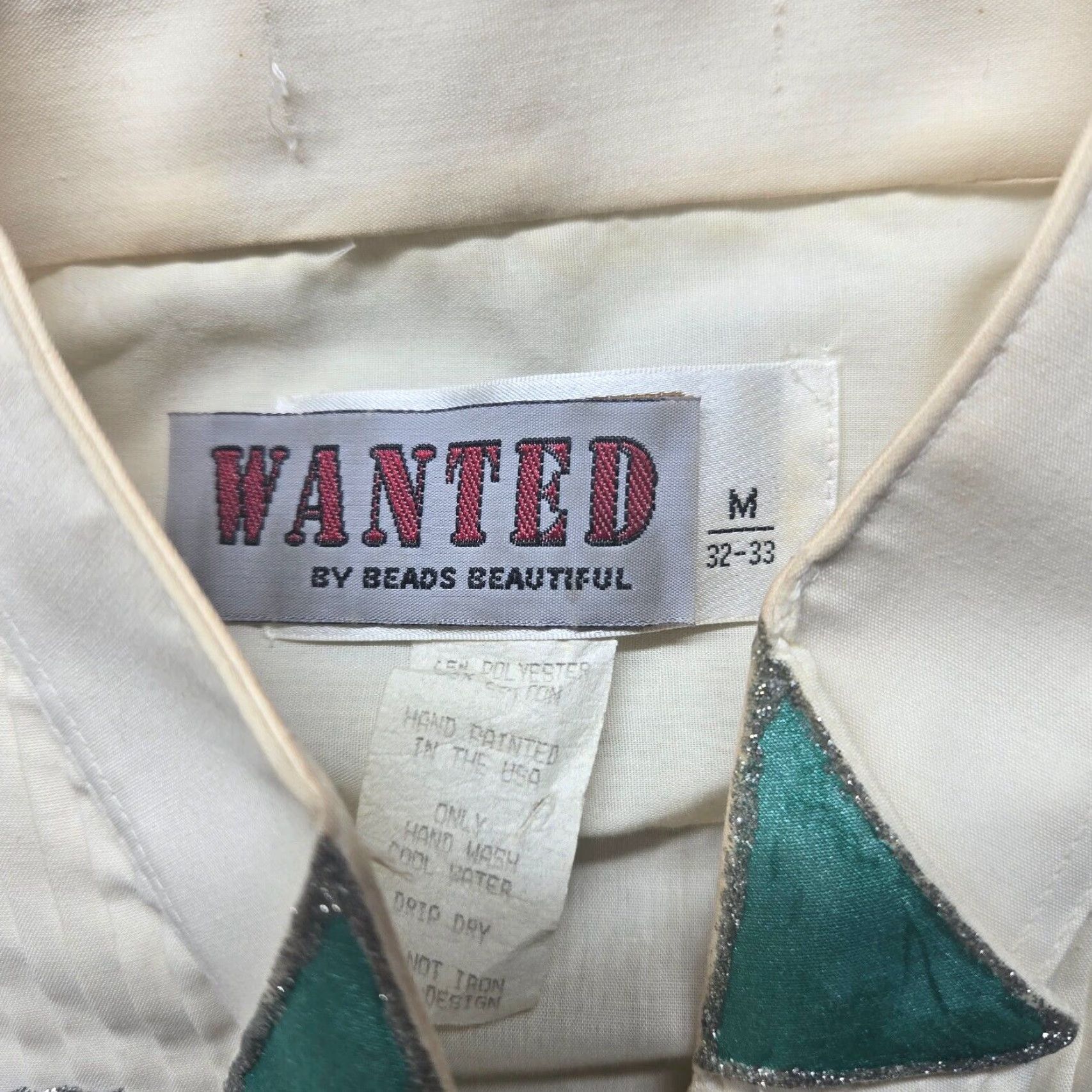 Vintage Vintage Wanted Beads White Dress Shirt Men M 90s Embroidered Rhinestone Long Sleeve Size US M / EU 48-50 / 2 - 3 Thumbnail