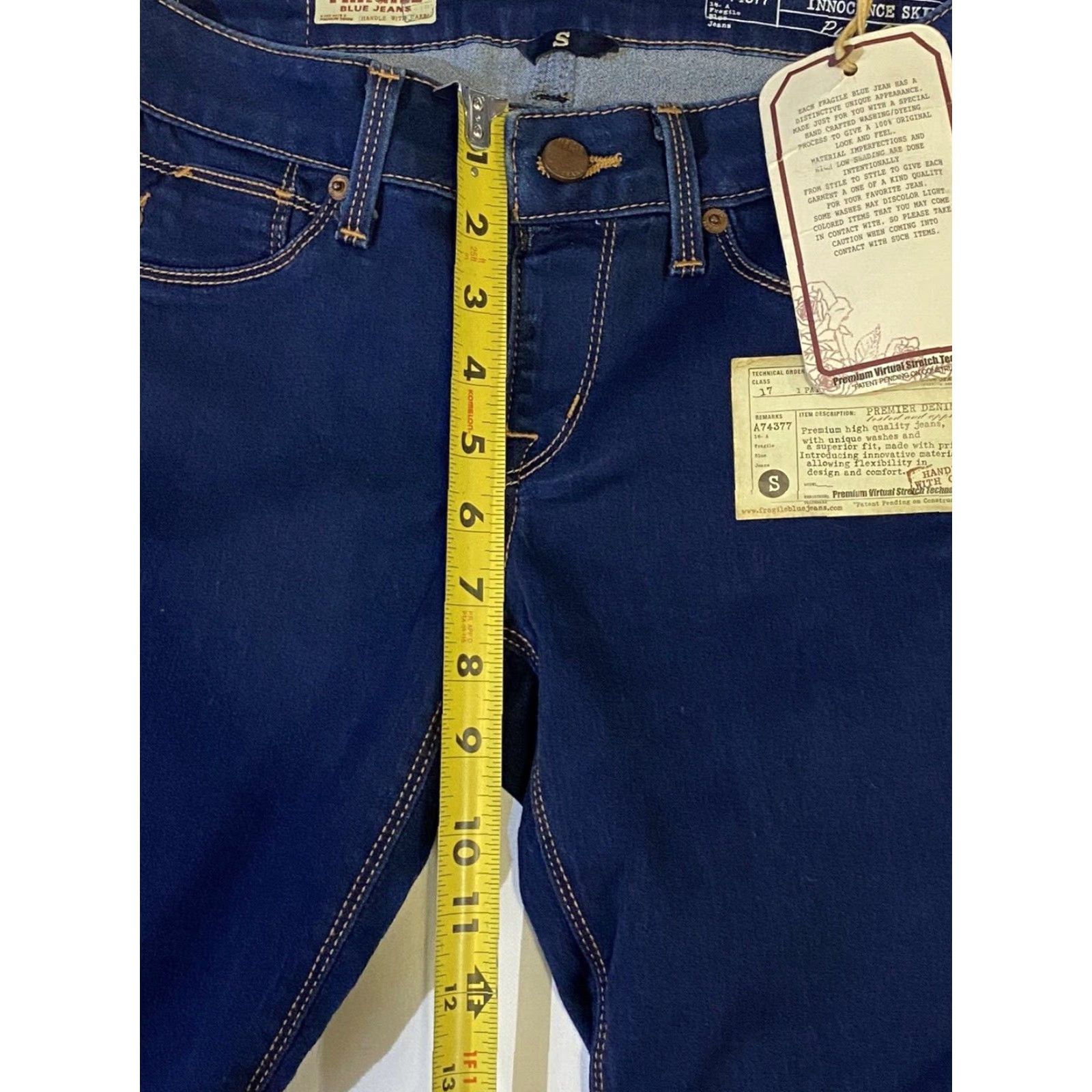 Denime Fragile Jeans Medium Wash Denim Stretch Pull On Jean Pants Juniors sz Small Women Skinny Size 28" / US 6 / IT 42 - 4 Thumbnail