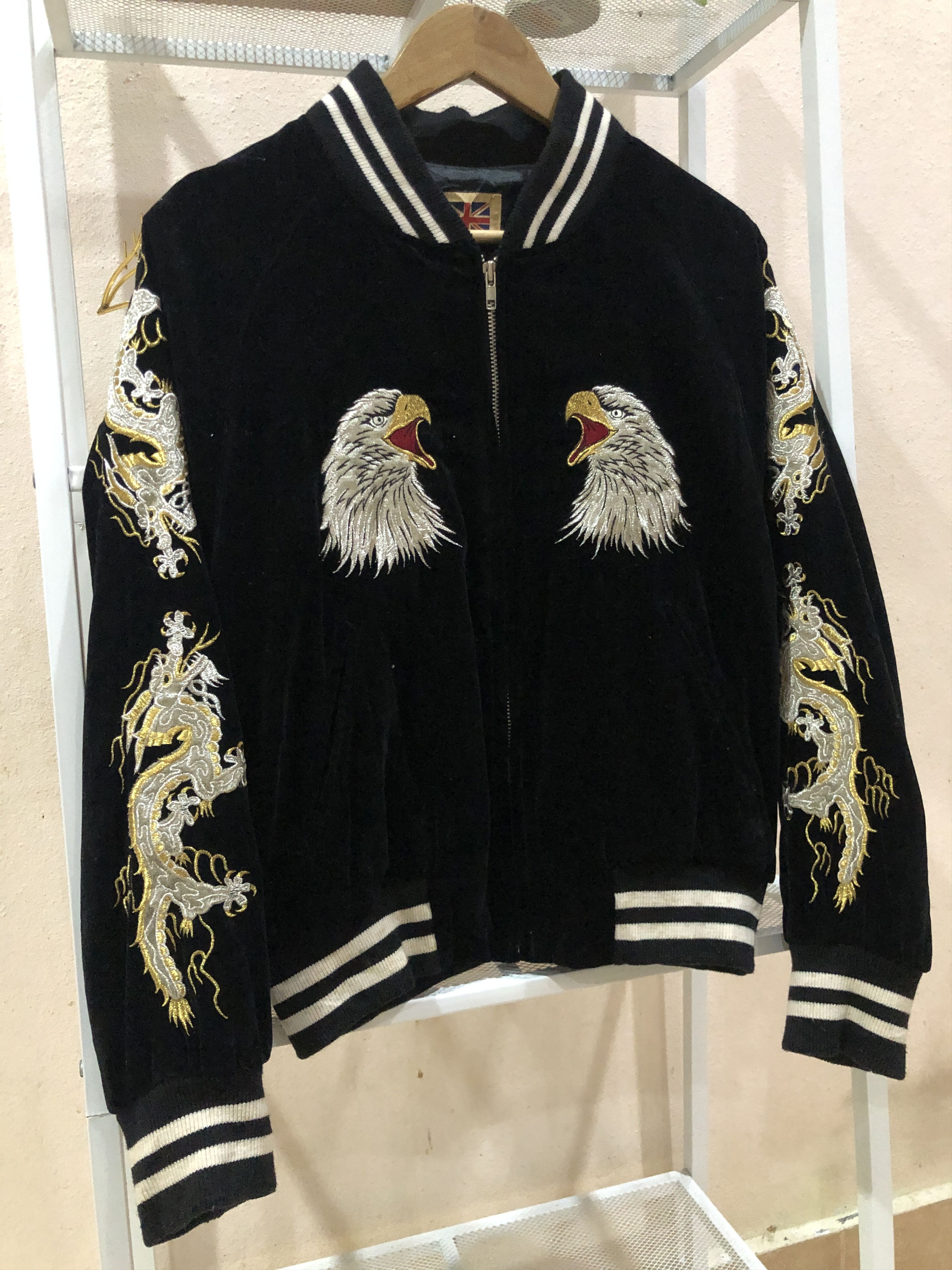 Japanese Brand Vintage Sukajan LONDON FB Velour Yokosuka Dragon Eagle Size US L / EU 52-54 / 3 - 2 Thumbnail