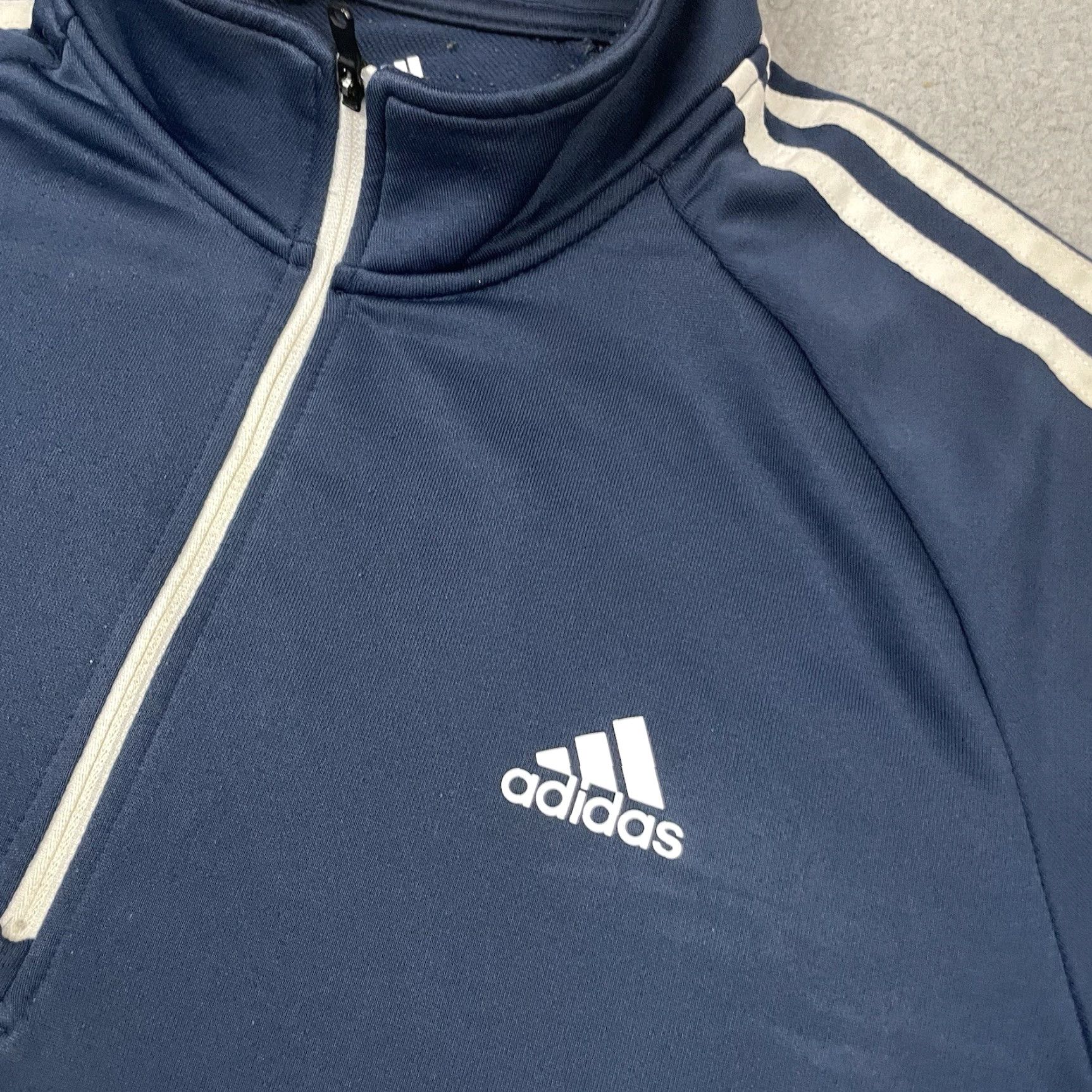 Adidas Adidas Shirt Men's L Blue 1/4 Zip Short Sleeve Golf Baseball Stripe Pullover Size US L / EU 52-54 / 3 - 3 Thumbnail