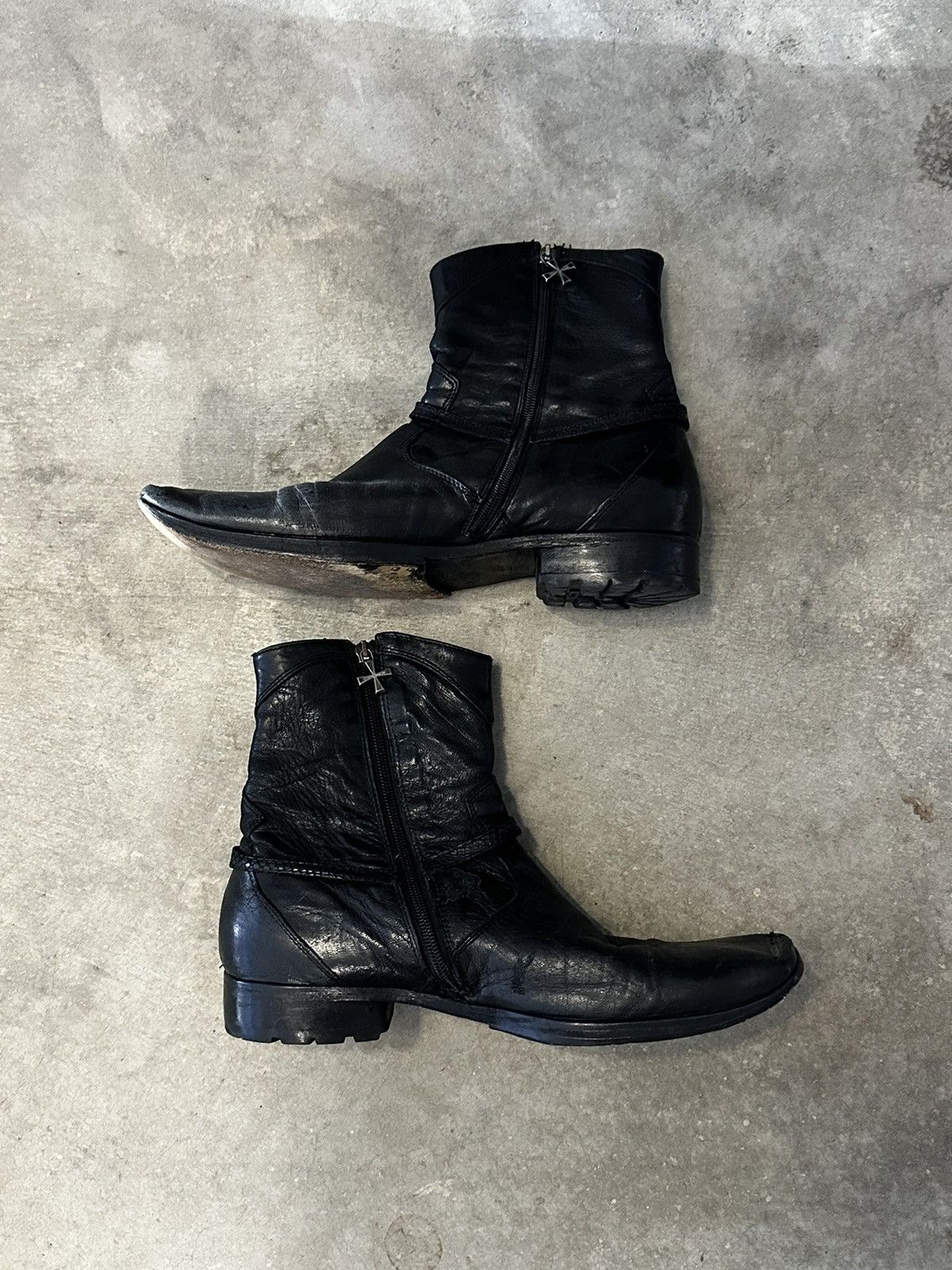 Vintage Vintage Black Leather Moto Boots Size US 10.5 / EU 43-44 - 2 Thumbnail