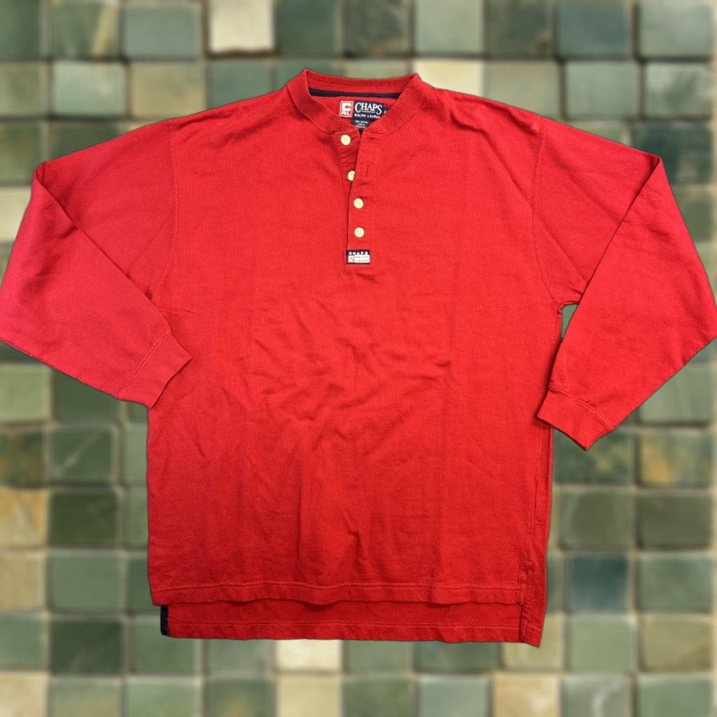 Chaps VINTAGE Chaps Ralph Lauren Henley Waffle Long Sleeve Shirt Men’s Medium Red Mens Size US M / EU 48-50 / 2 - 1 Thumbnail