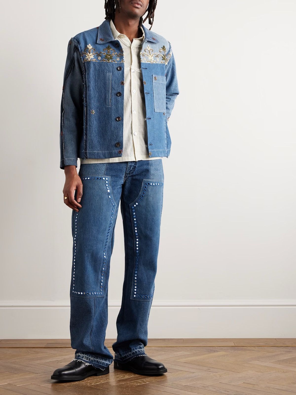 Kartik Research KARTIK RESEARCH Patchwork Embellished Jeans Size US 30 / EU 46 - 9 Thumbnail