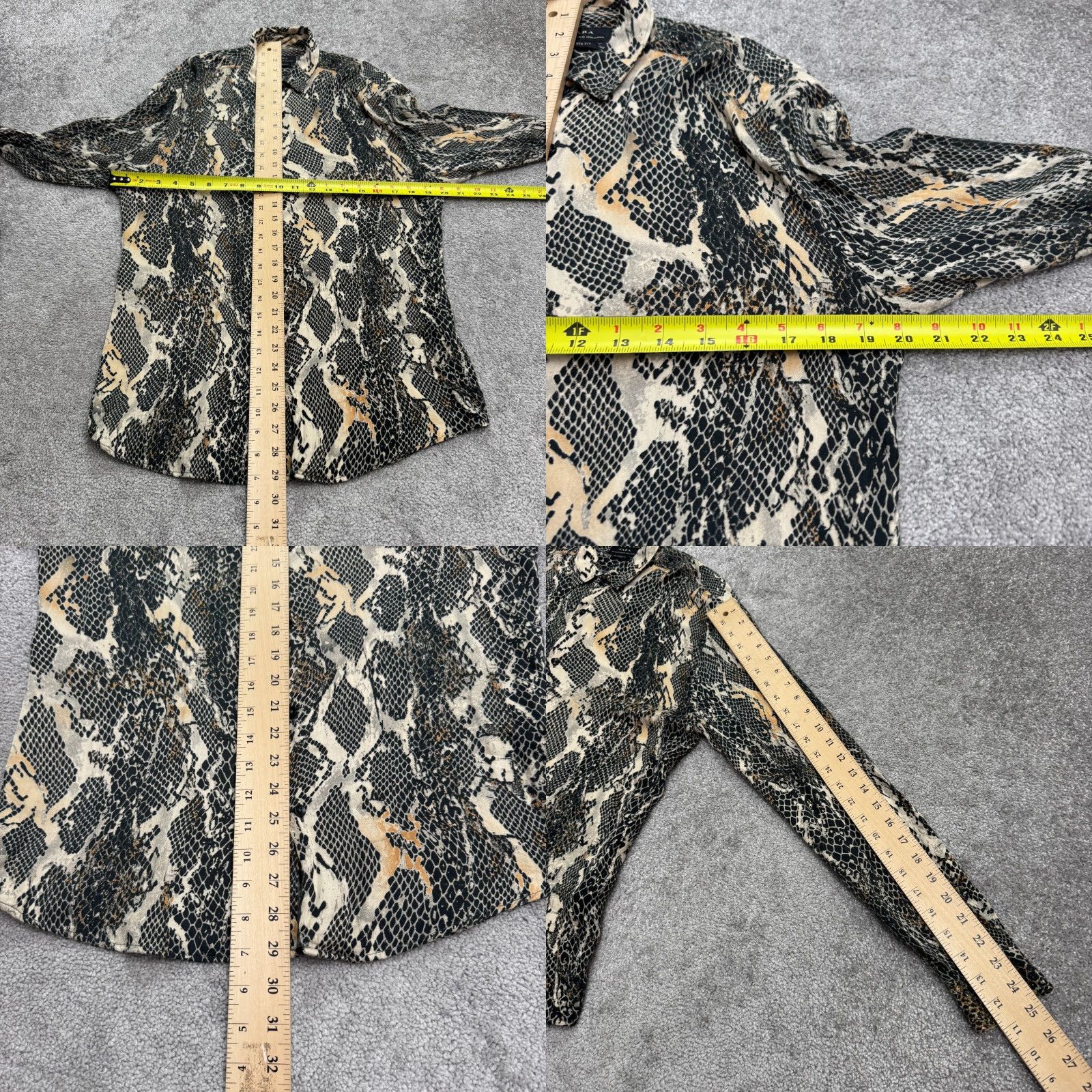 Zara VINTAGE Zara Snakeskin Button-Up Shirt Women Small Animal Print Long Sleeve Casual Size S / US 4 / IT 40 - 8 Thumbnail