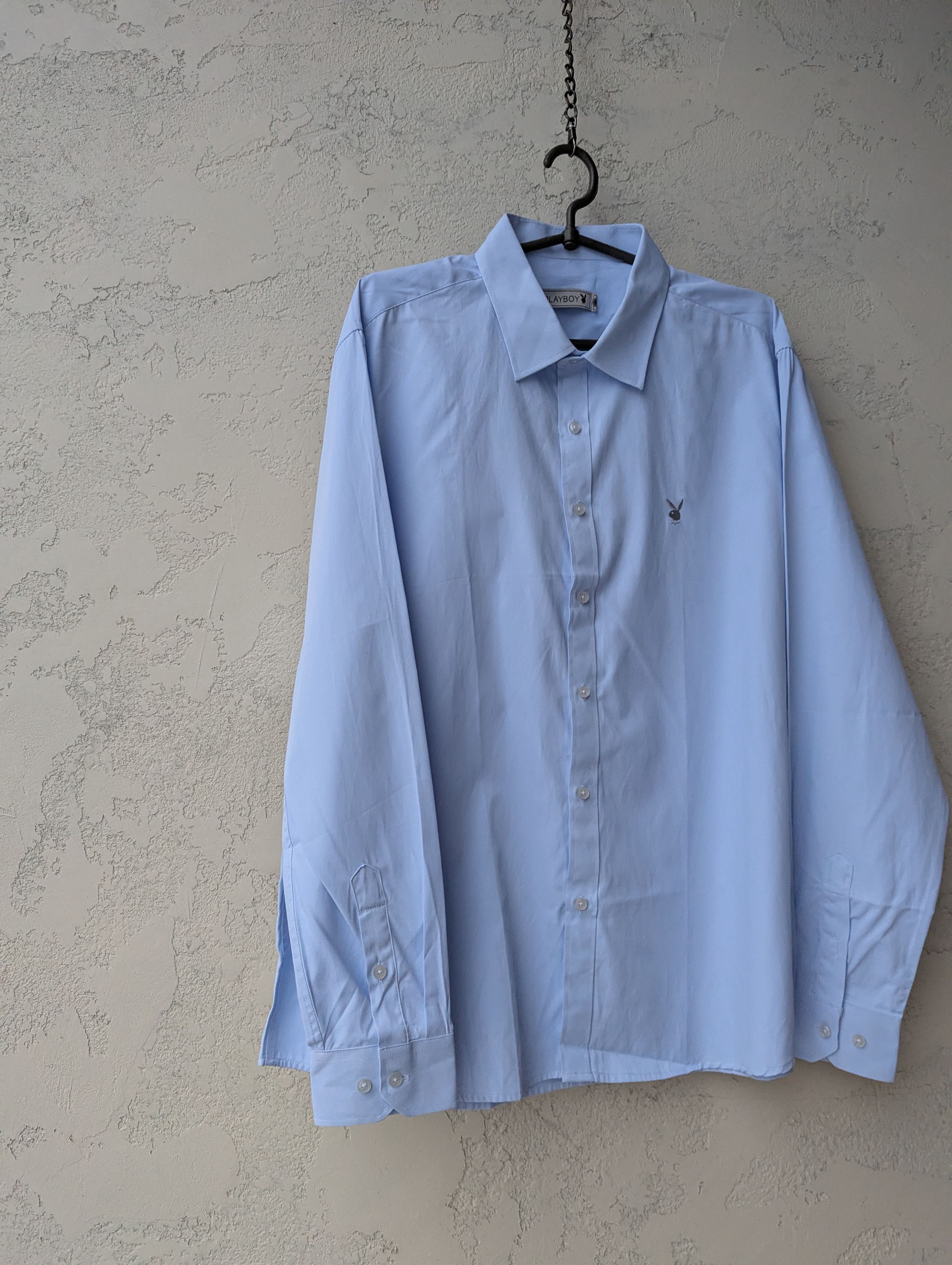 Playboy Playboy Vintage Light Blue Dress Shirt Subtle Bunny Logo Size US XXL / EU 58 / 5 - 6 Thumbnail