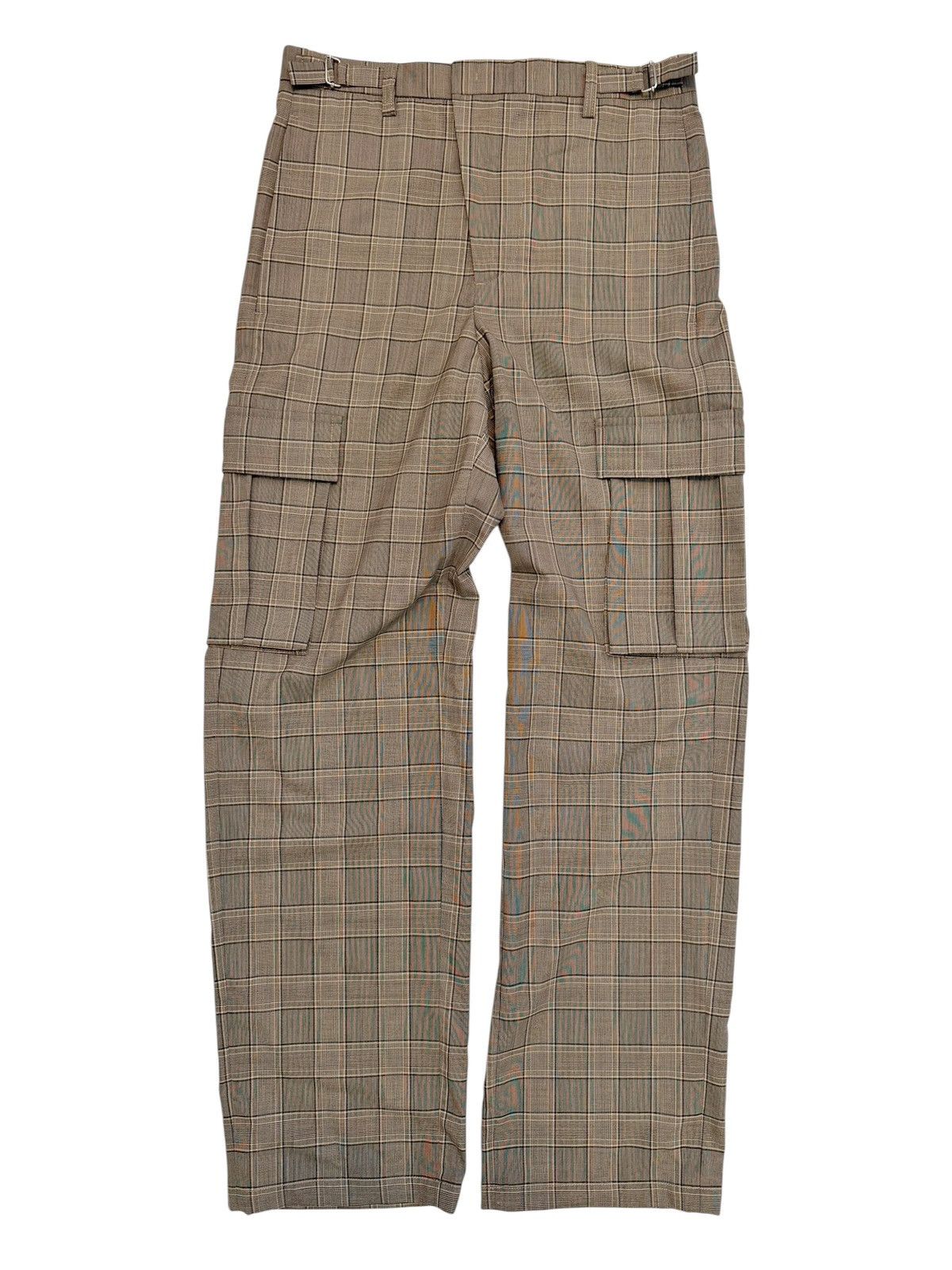 2025 Lightweight Plaid Check Baggy Cargo Trouser in Beige, Men's (Size 40)