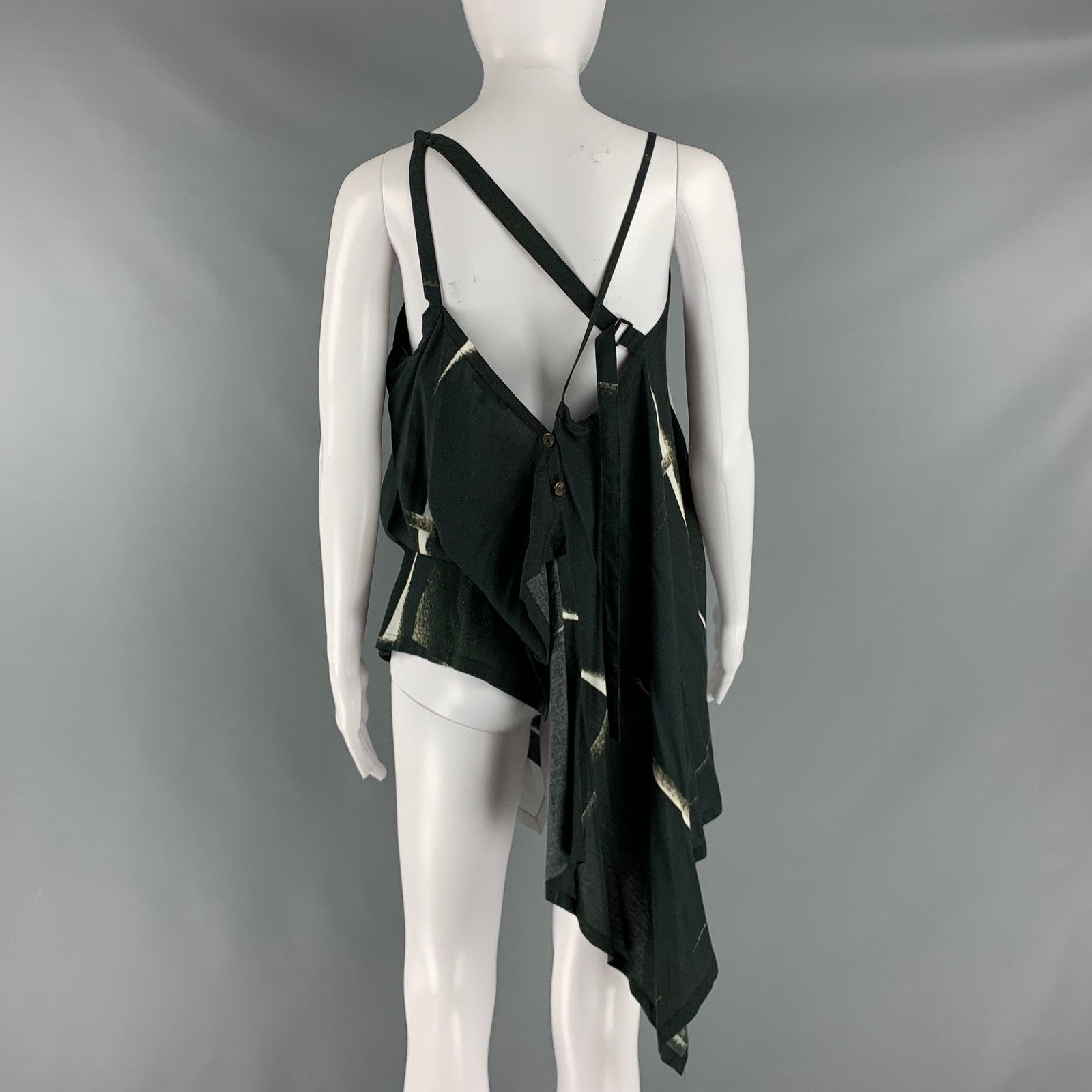 Ann Demeulemeester ANN DEMEULEMEESTER 6 Black White Viscose Abstract Casual Top Size M / US 6-8 / IT 42-44 - 3 Thumbnail