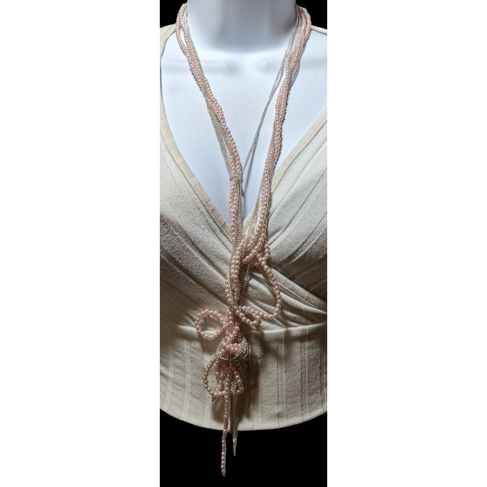 Other Coquette Pastel Pink Pearl Knotted Necklace Size ONE SIZE - 2 Thumbnail