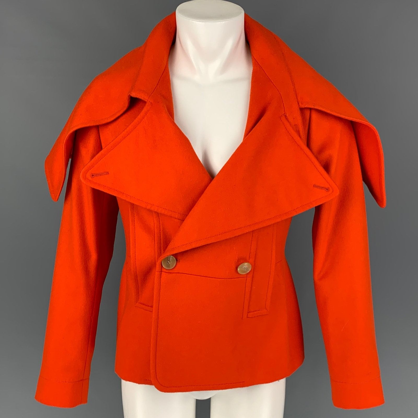 Walter Van Beirendonck FW 19 Size 36 Orange Wool Double Breasted Jacket Size US S / EU 44-46 / 1 - 1 Thumbnail