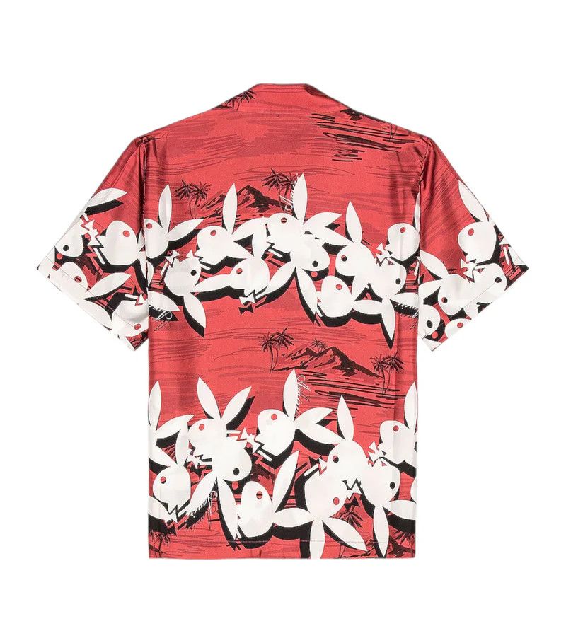 Amiri o1gr1nt1124 Playboy Aloha Shirt in Red Size US M / EU 48-50 / 2 - 2 Thumbnail