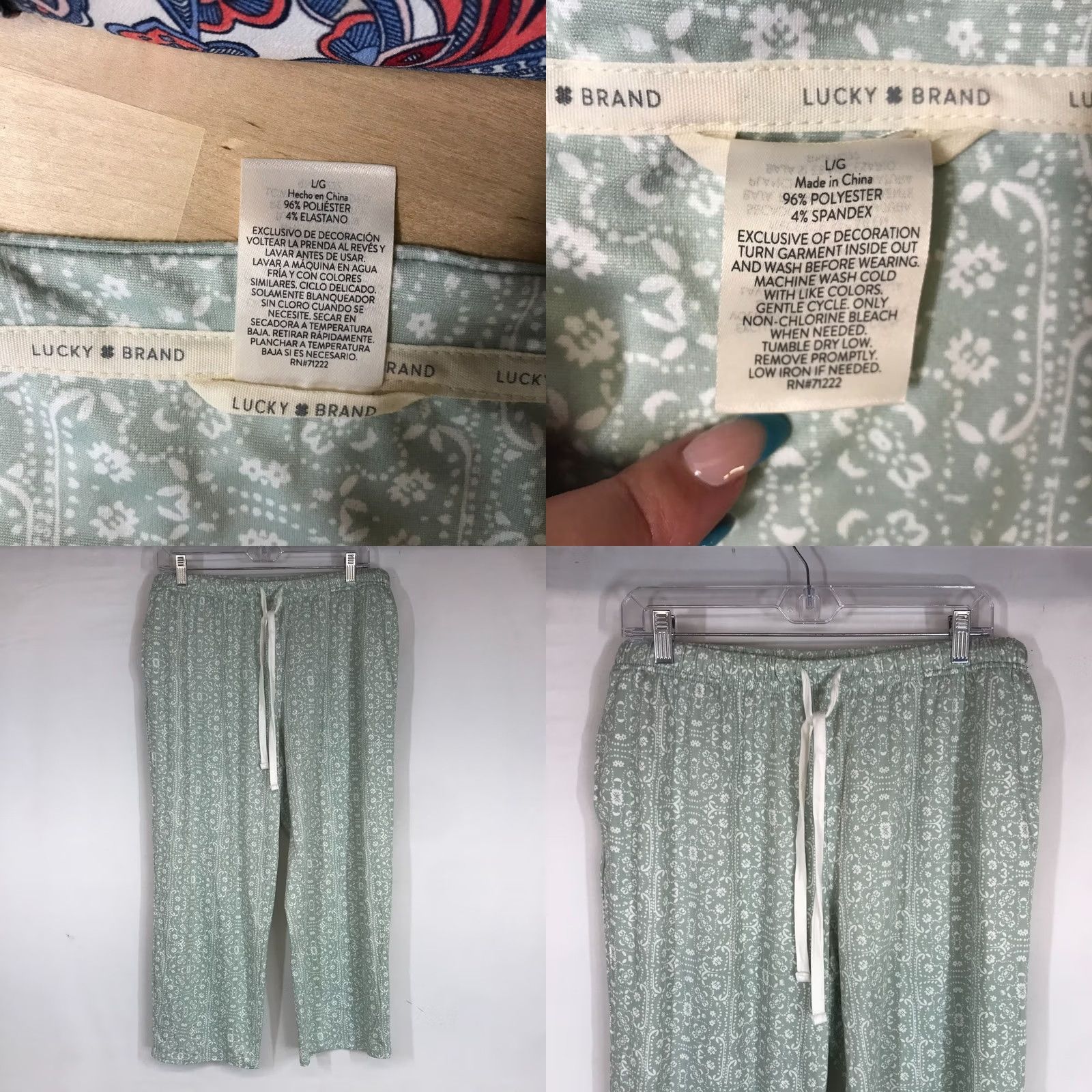 Lucky Brand LUCKY BRAND Pajama Set Womens Large Green 2 PIECE Size ONE SIZE - 8 Thumbnail